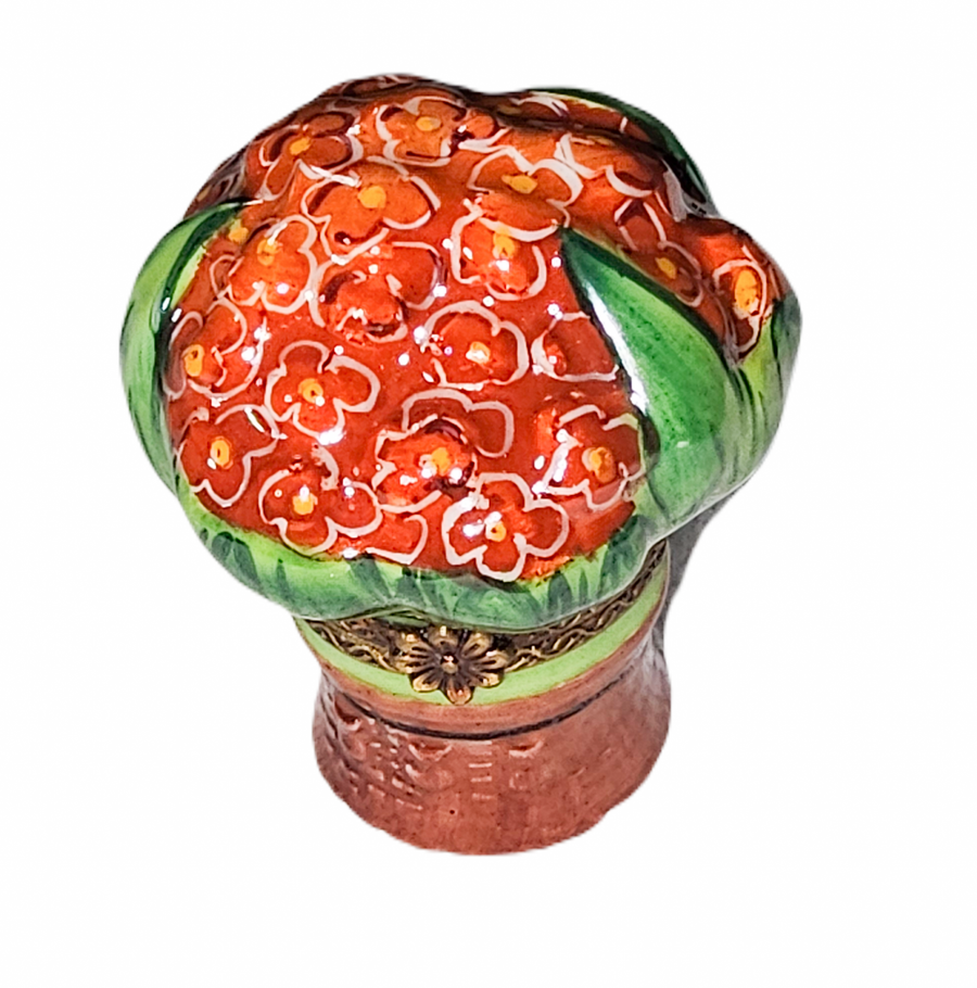 Red Floral Porcelain Flowers Porcelain Limoges flowers garden French Trinket Box