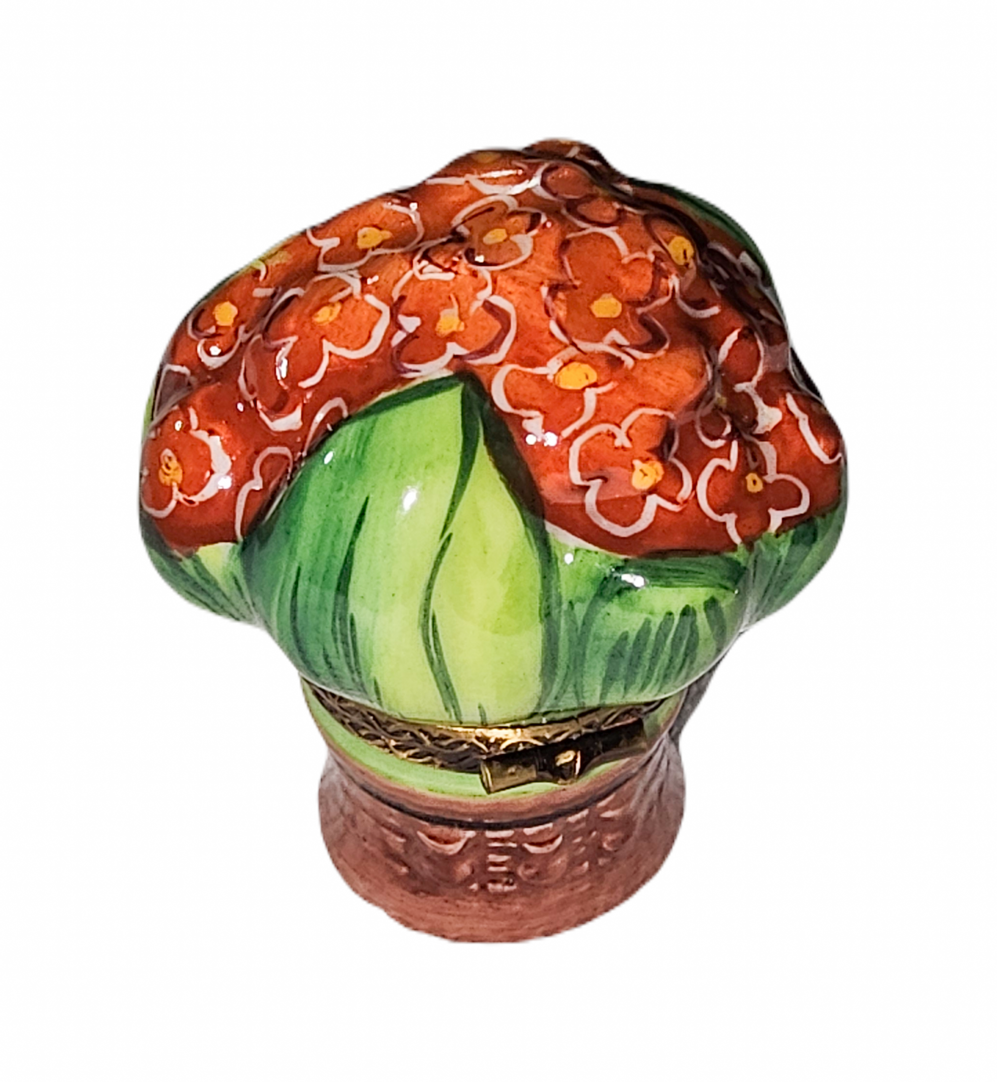 Red Floral Porcelain Flowers Porcelain Limoges flowers garden French Trinket Box