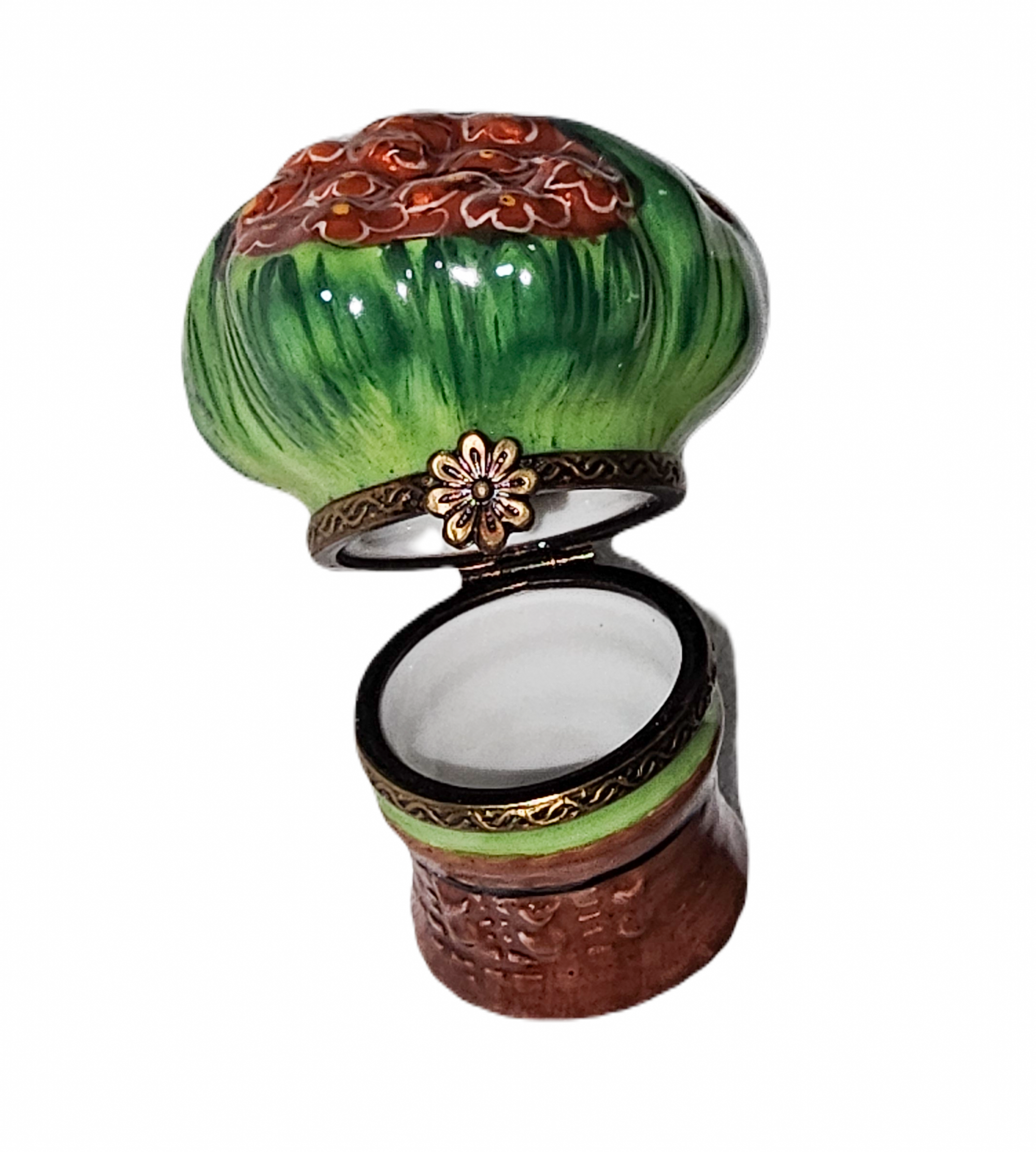 Red Floral Porcelain Flowers Porcelain Limoges flowers garden French Trinket Box