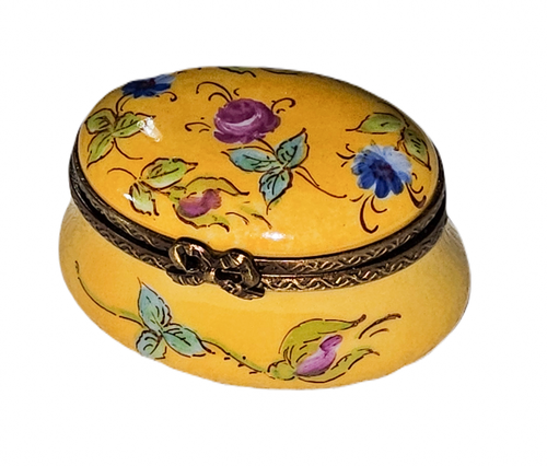 Vibrant Yellow Limoges Trinket Box Porcelain Limoges traditional French Trinket Box