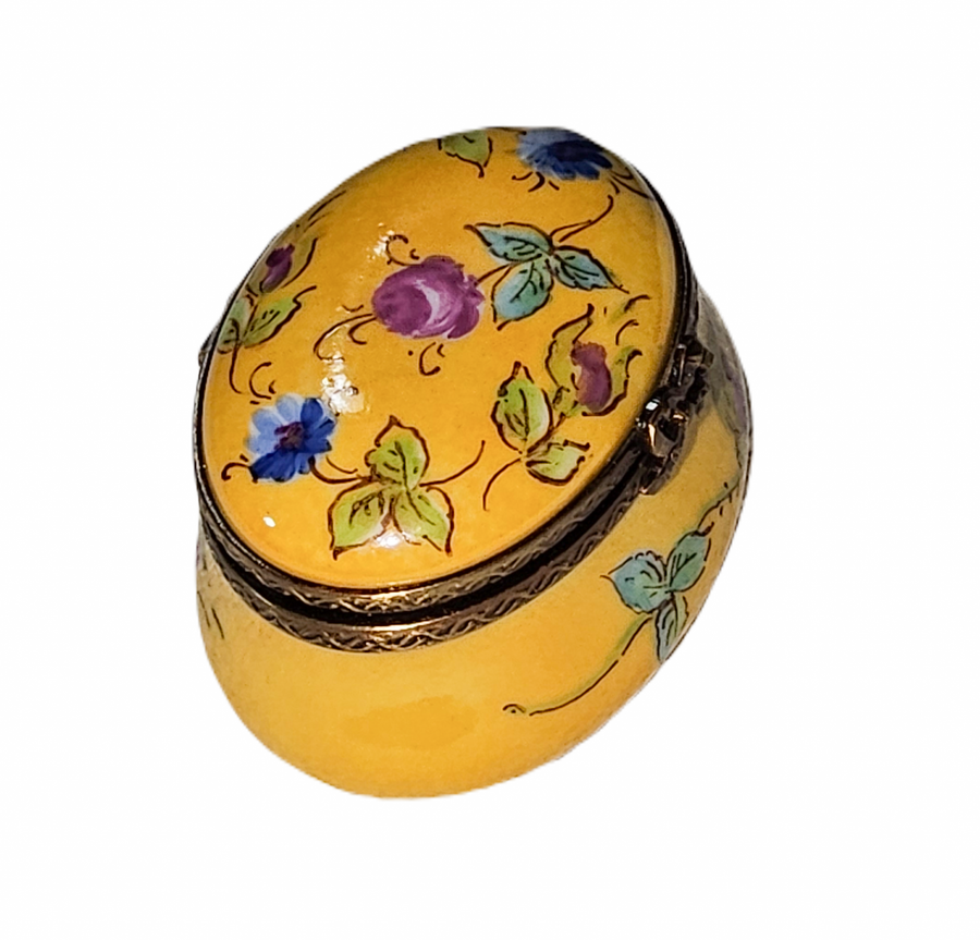 Vibrant Yellow Limoges Trinket Box Porcelain Limoges traditional French Trinket Box