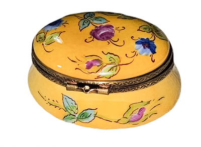 Vibrant Yellow Limoges Trinket Box Porcelain Limoges traditional French Trinket Box