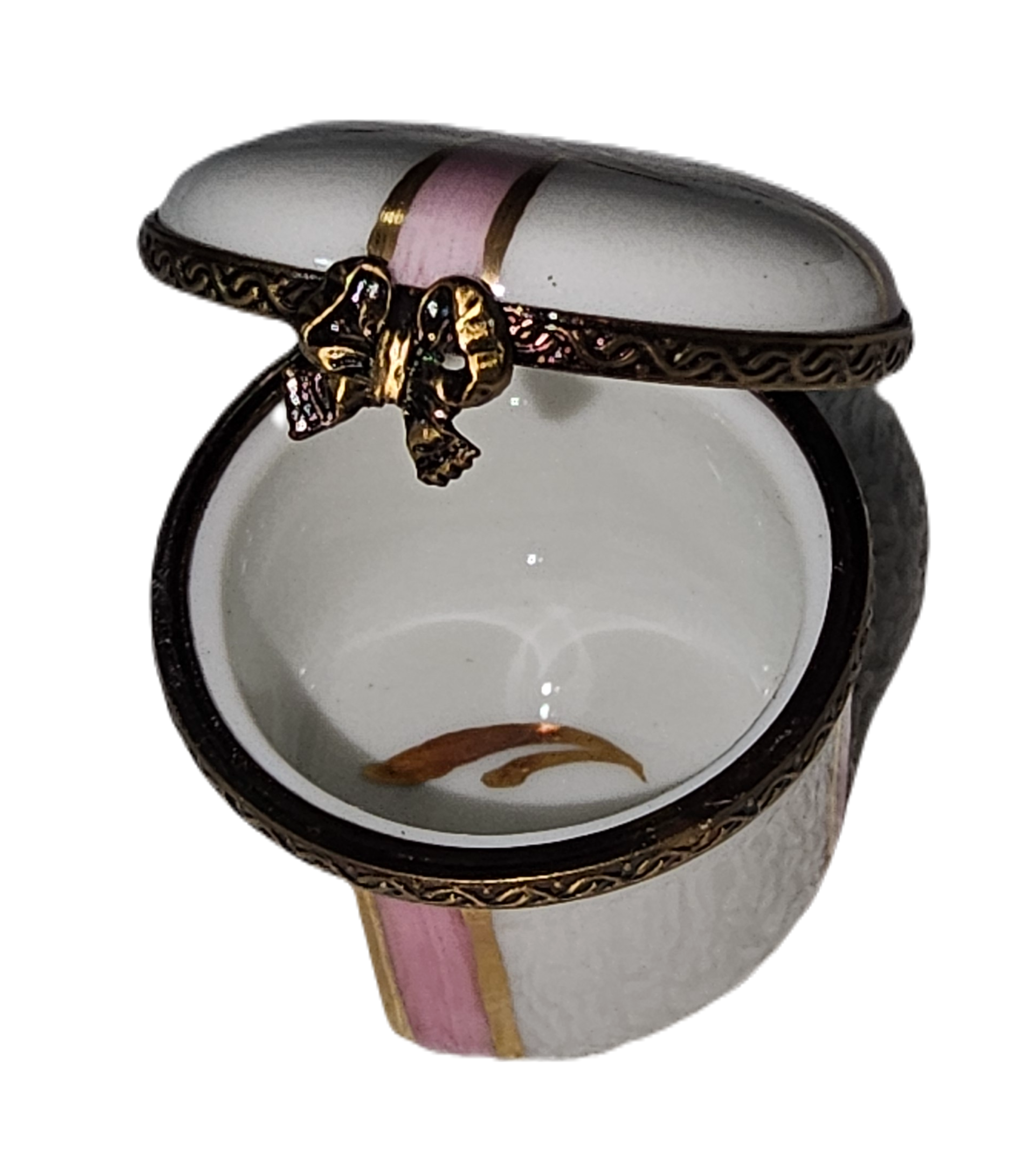 Mini Pink Ribbon Gift Box Porcelain Limoges birthday traditional French Trinket Box