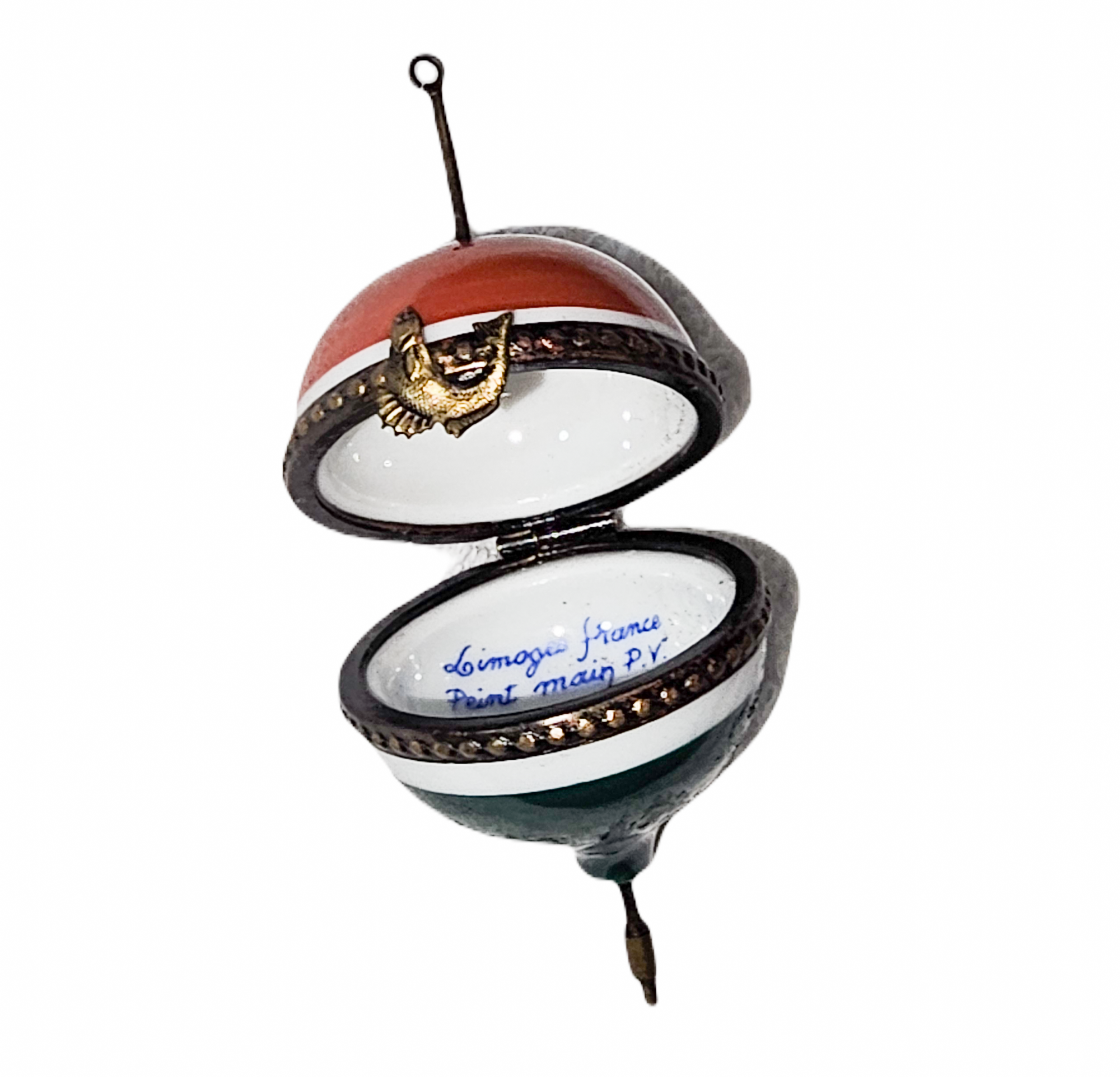 Fishing Bobbin Collector's Limoges Box Porcelain Limoges sports French Trinket Box
