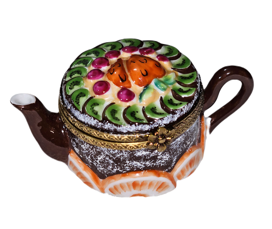 Vibrant Fruit Teapot Limoges Box Porcelain Limoges Teapot china tea Fruit French Trinket Box