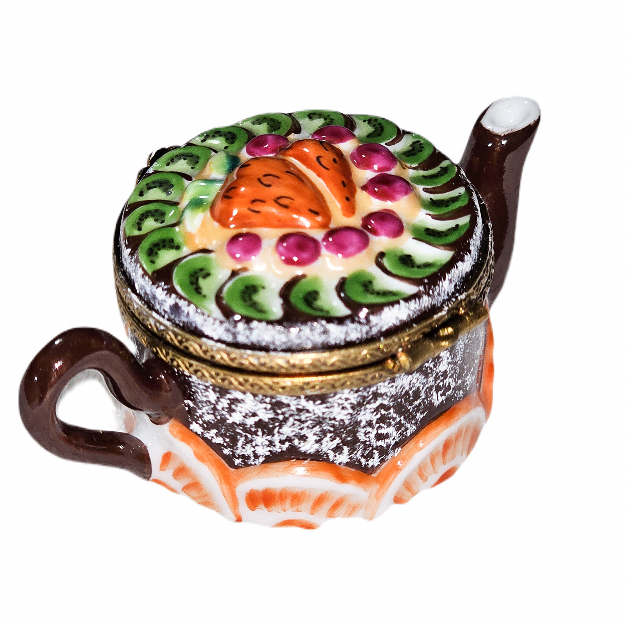 Vibrant Fruit Teapot Limoges Box Porcelain Limoges Teapot china tea Fruit French Trinket Box