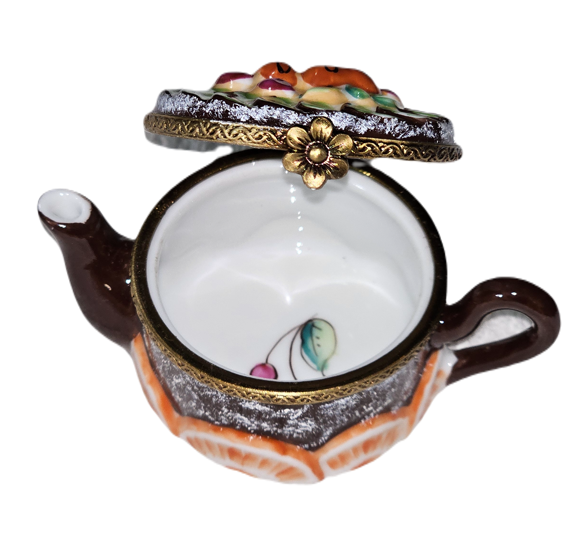 Vibrant Fruit Teapot Limoges Box Porcelain Limoges Teapot china tea Fruit French Trinket Box