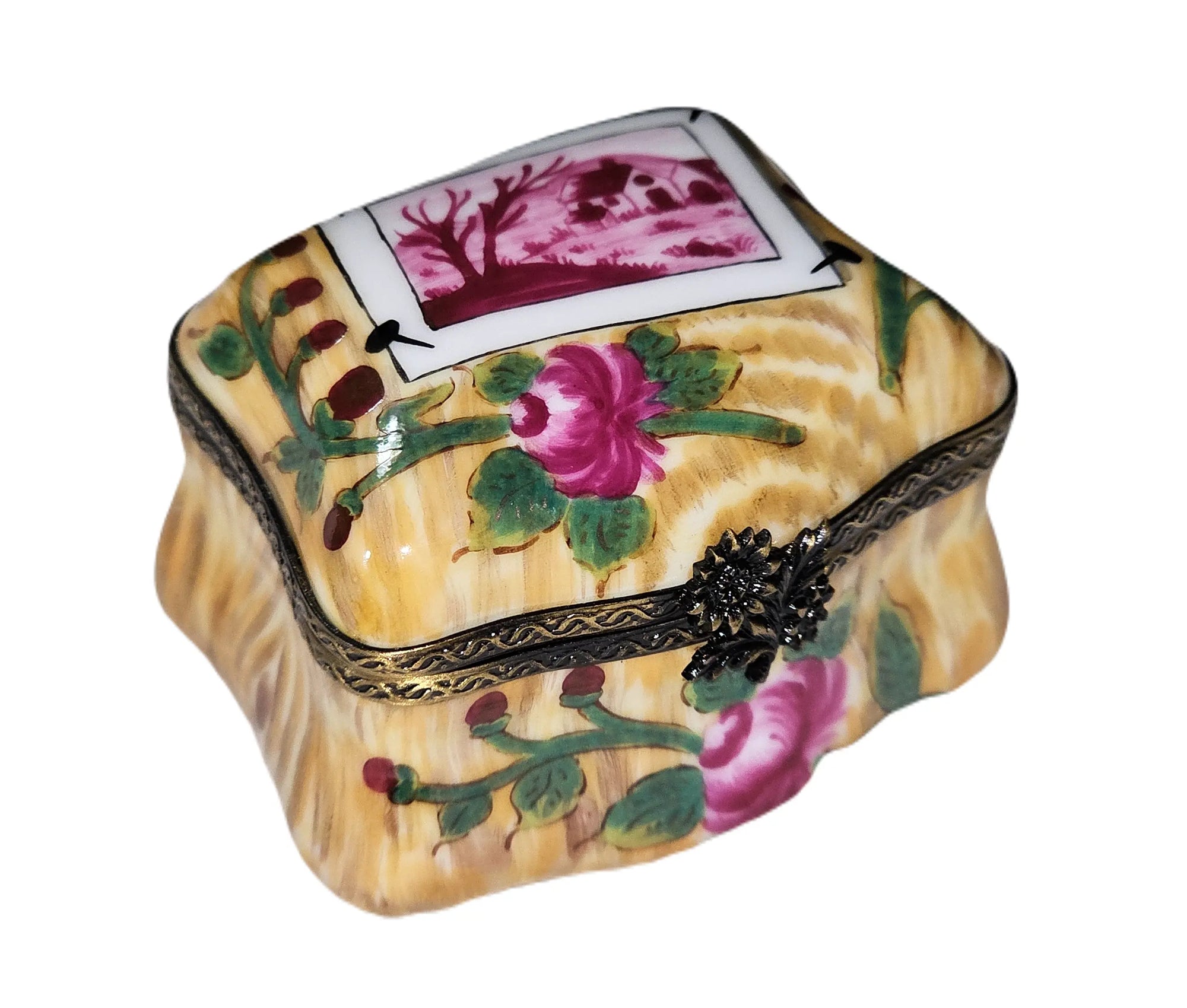 Yellow Floral Home Treasure Box Porcelain Limoges Traditional home French Trinket Box