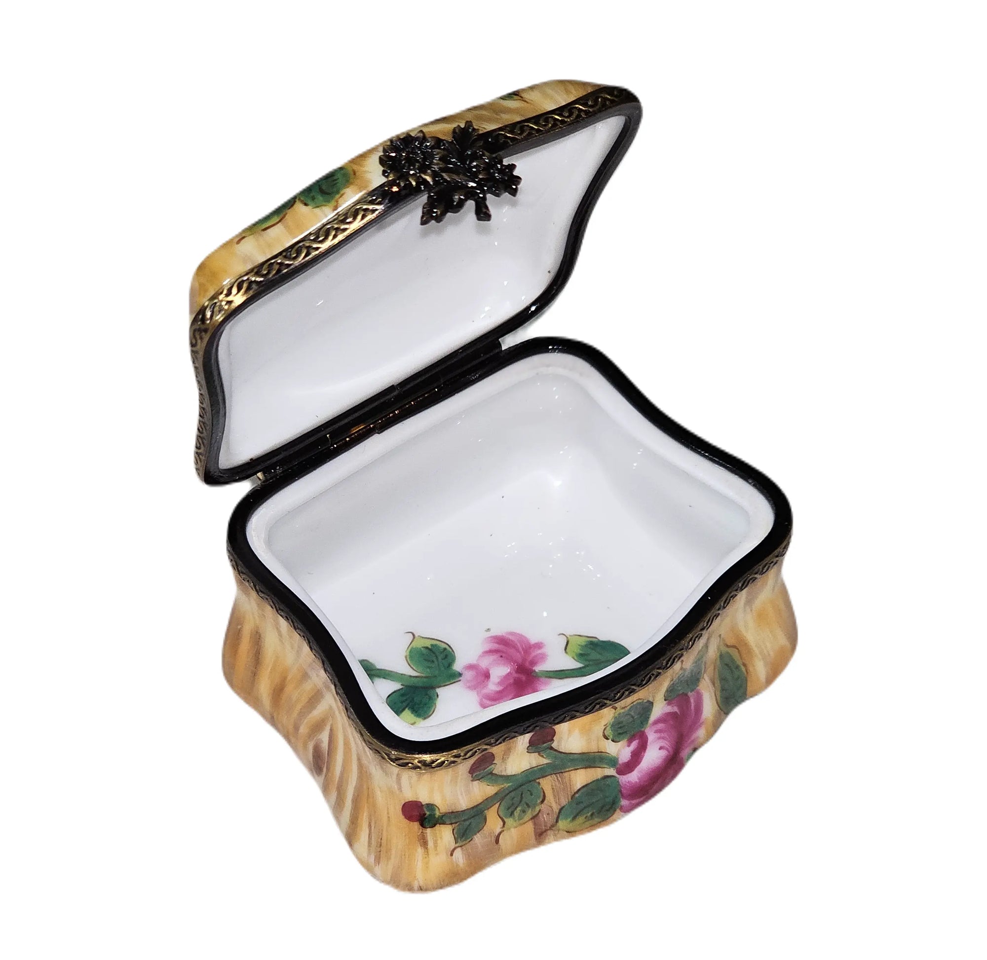 Yellow Floral Home Treasure Box Porcelain Limoges Traditional home French Trinket Box
