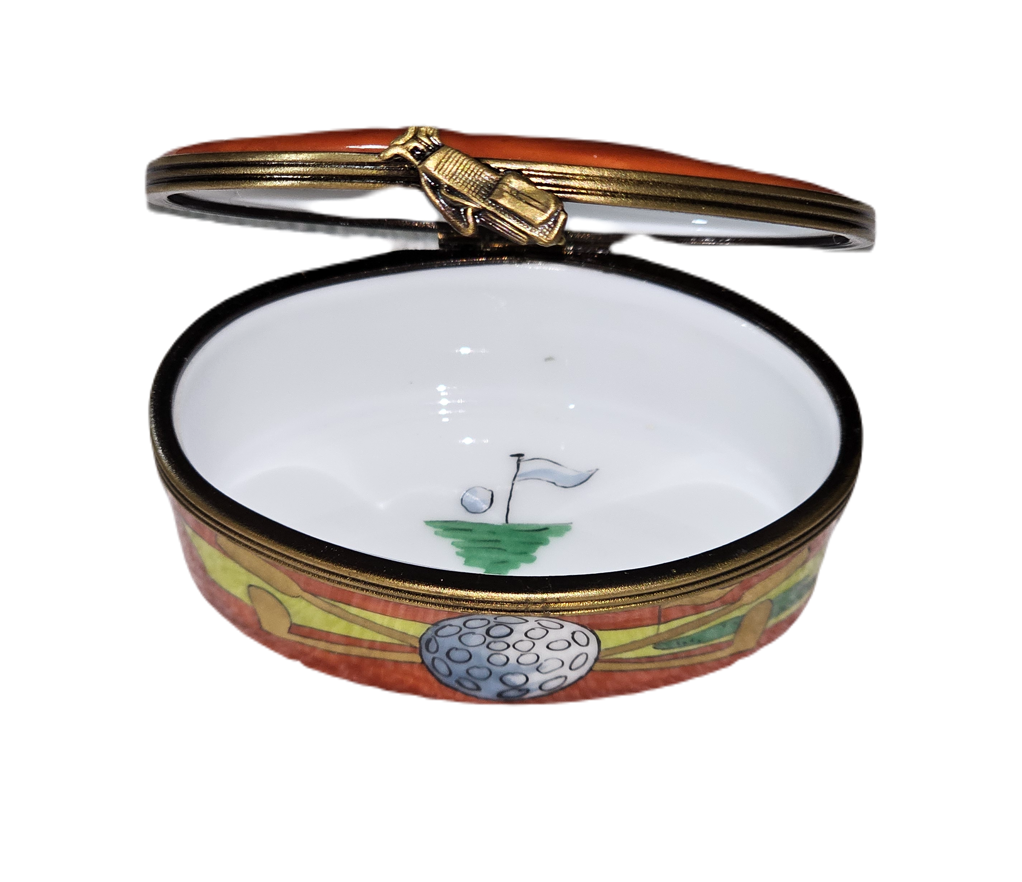 Vibrant Red Golf Keepsake Box Porcelain Limoges sports French Trinket Box