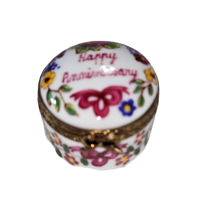 Mini Happy Anniversary Box Porcelain Limoges anniversary wedding French Trinket Box