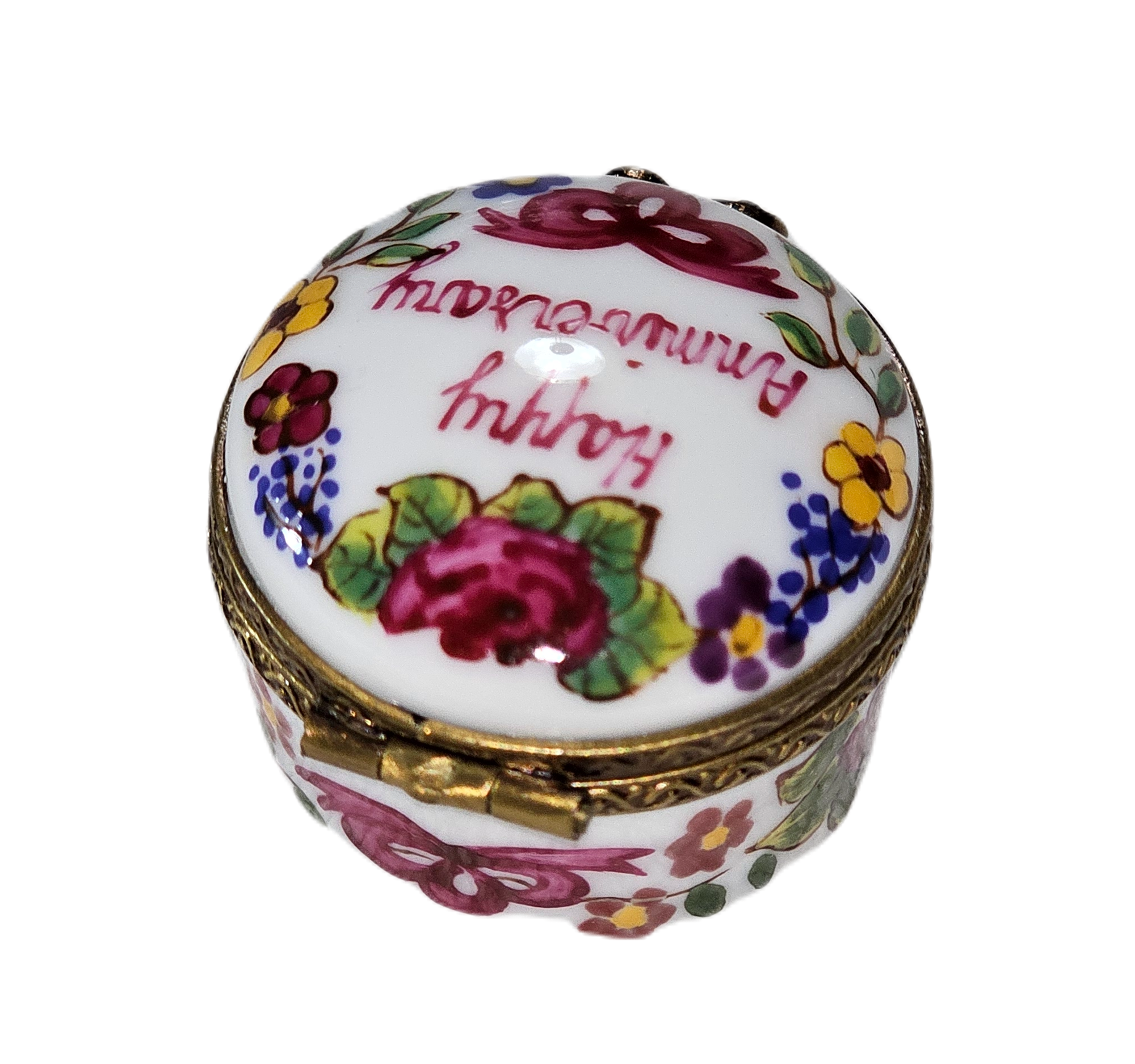 Mini Happy Anniversary Box Porcelain Limoges anniversary wedding French Trinket Box