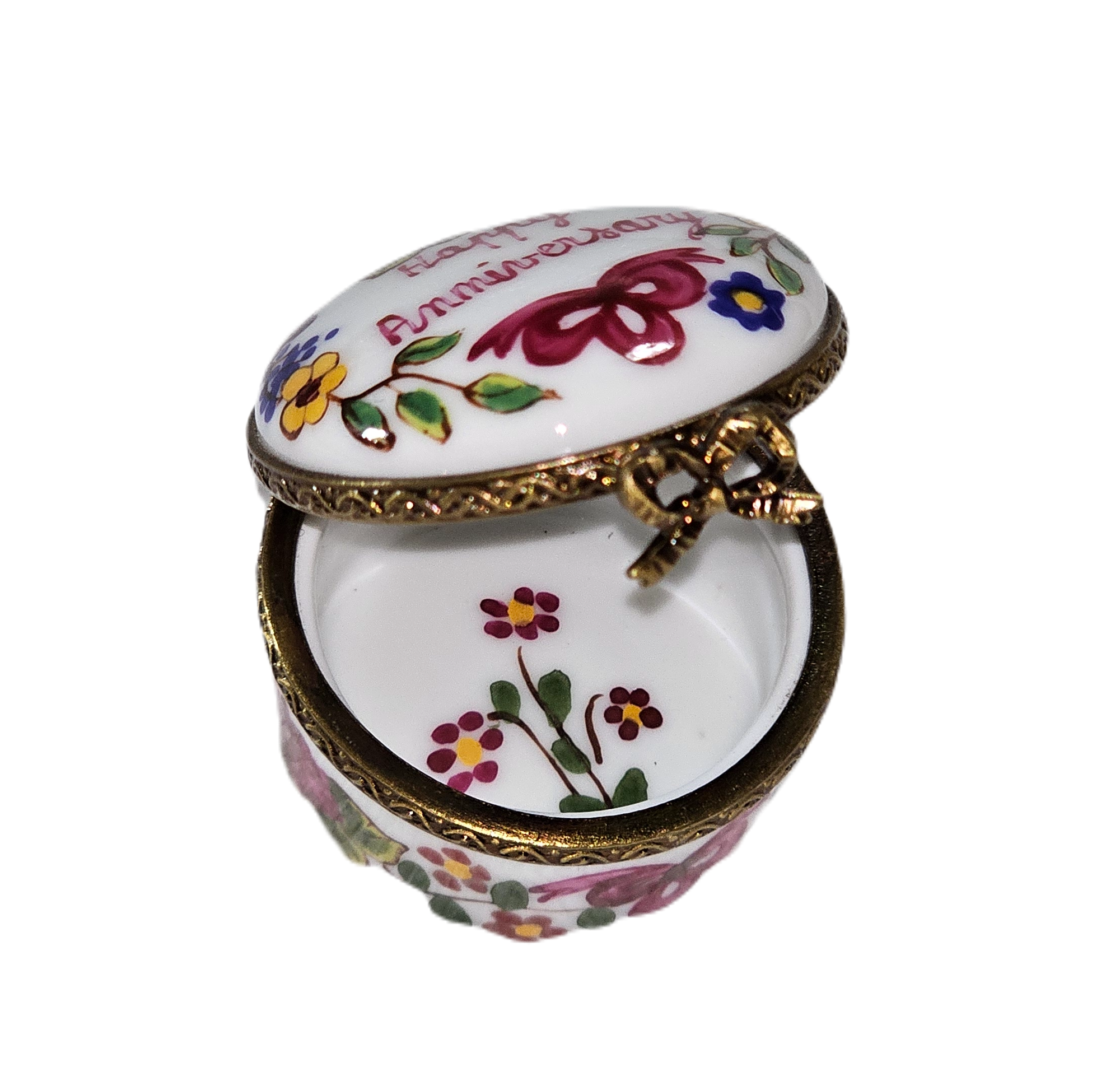 Mini Happy Anniversary Box Porcelain Limoges anniversary wedding French Trinket Box
