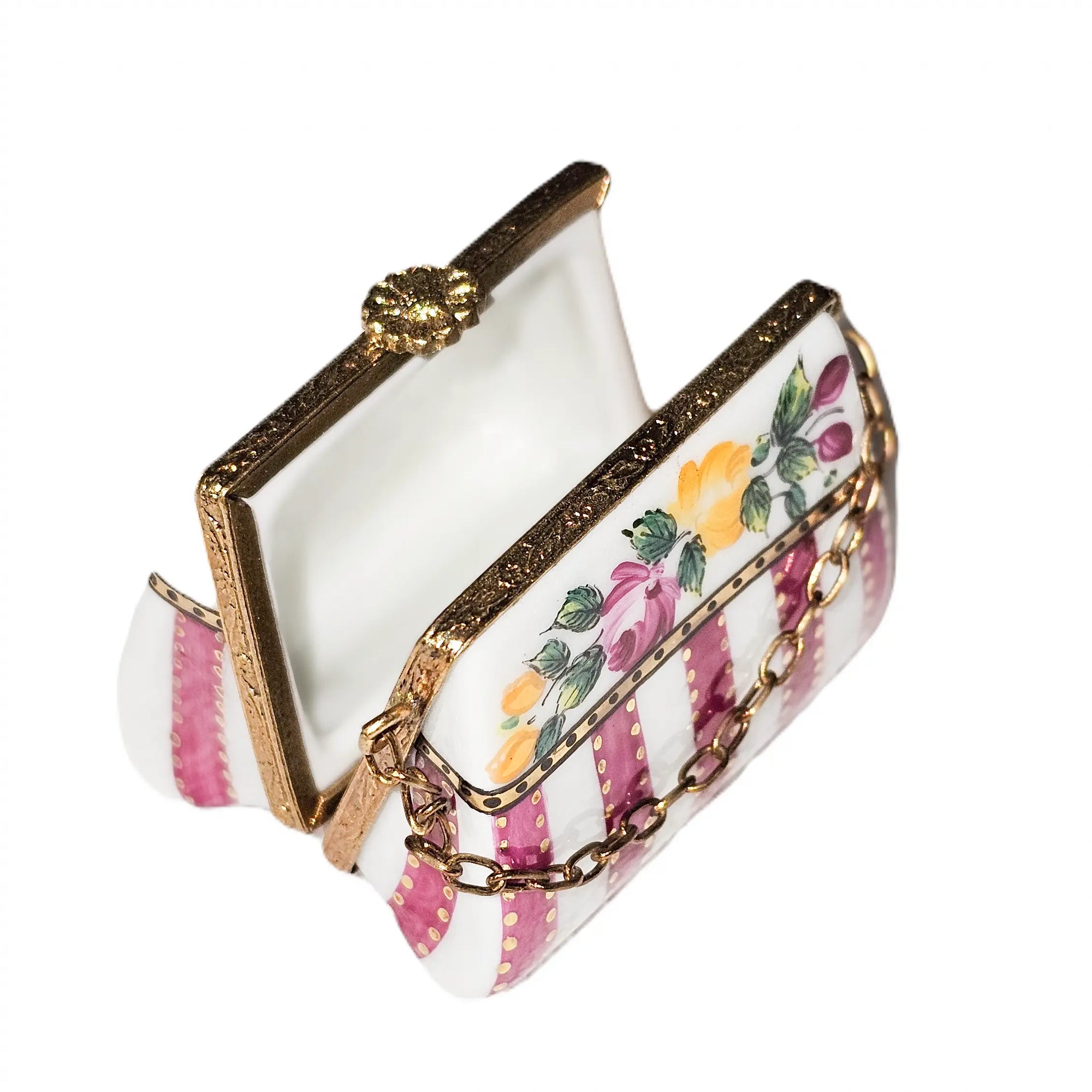 Floral Elegance Limoges Box Porcelain Limoges purse French Trinket Box