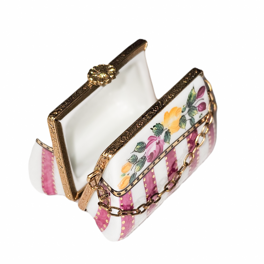 Floral Elegance Limoges Box Porcelain Limoges purse French Trinket Box