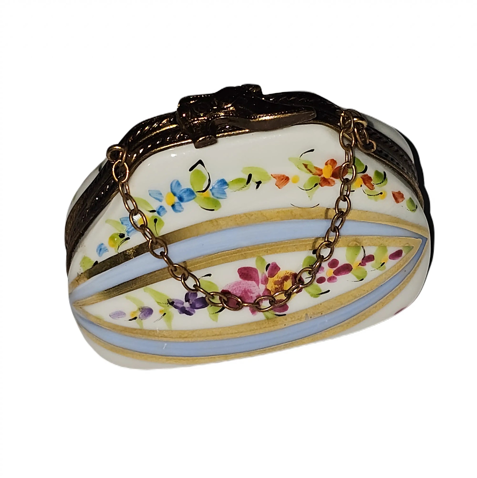 Charming Floral Limoges Box Porcelain Limoges purse French Trinket Box