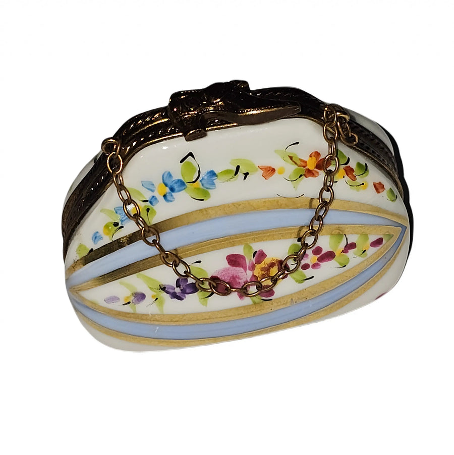 Charming Floral Limoges Box Porcelain Limoges purse French Trinket Box