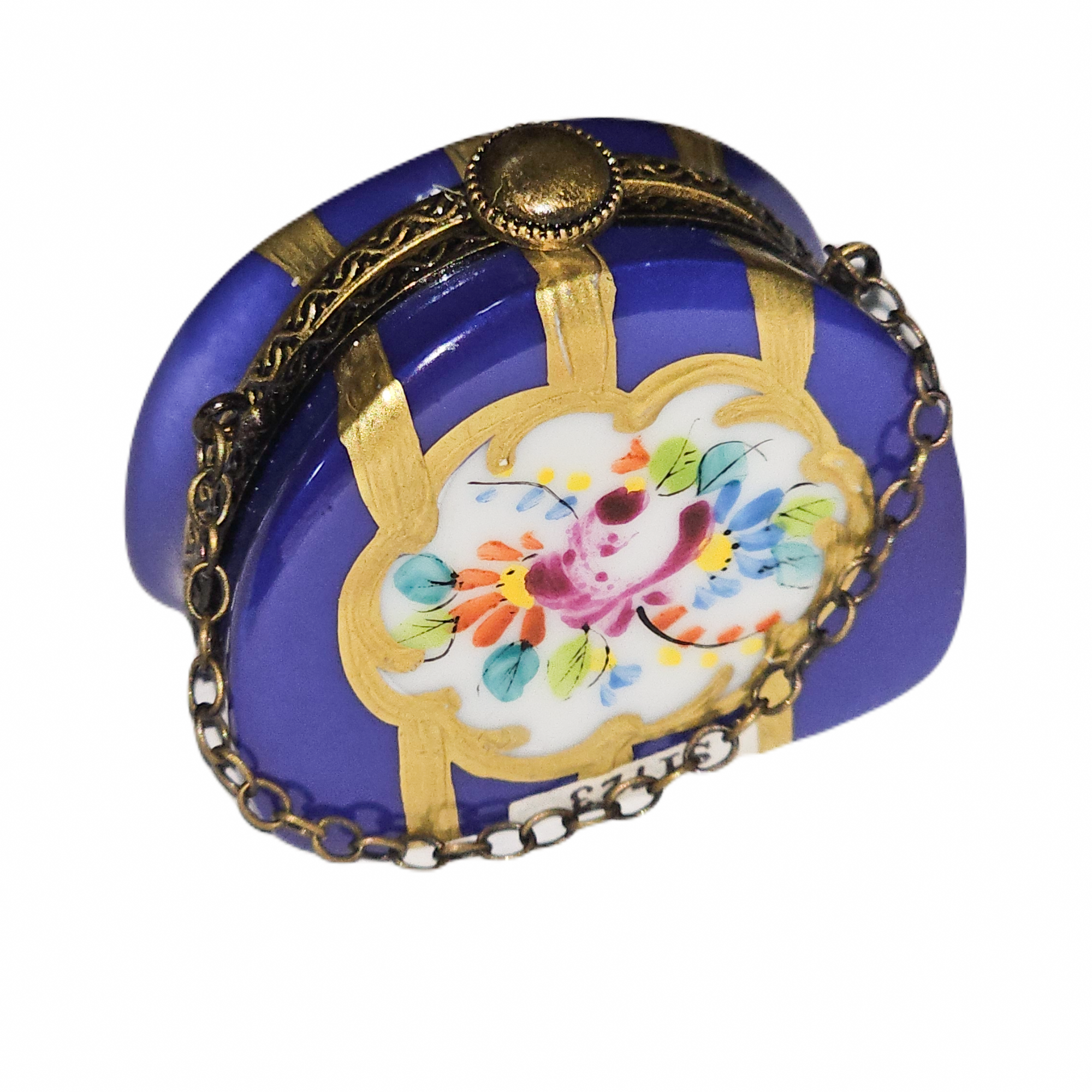 Blue Floral Elegance Purse Porcelain Limoges purse French Trinket Box