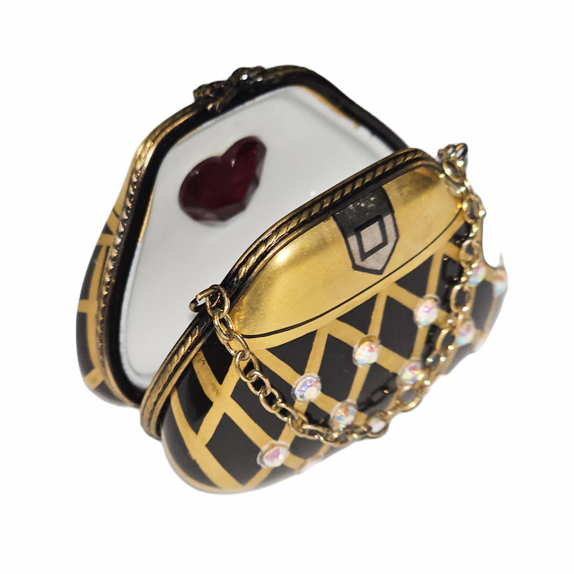 Elegant Blue Gold Purse Box Porcelain Limoges purse French Trinket Box