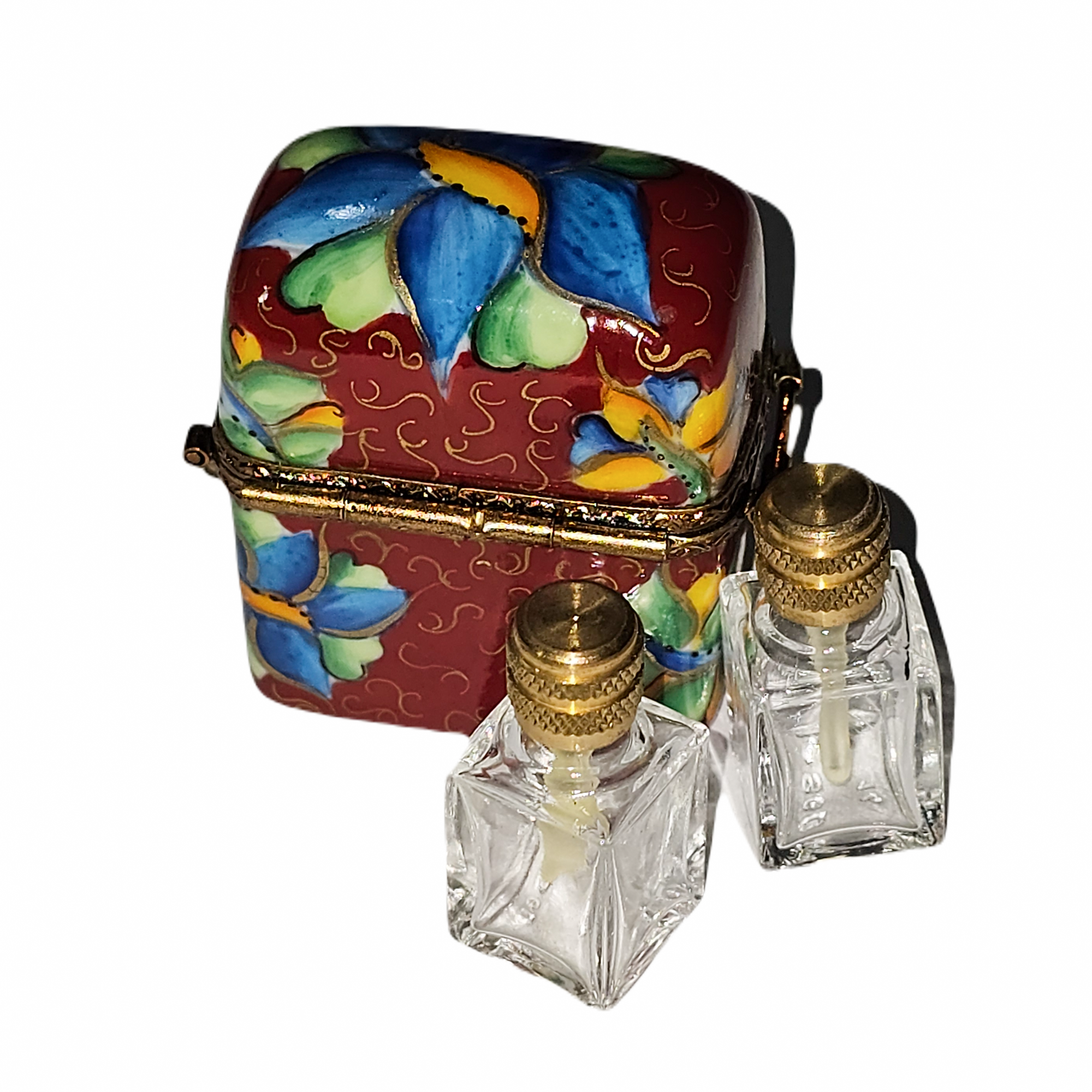 Maroon Orchid Perfume Treasure Porcelain Limoges perfume French Trinket Box