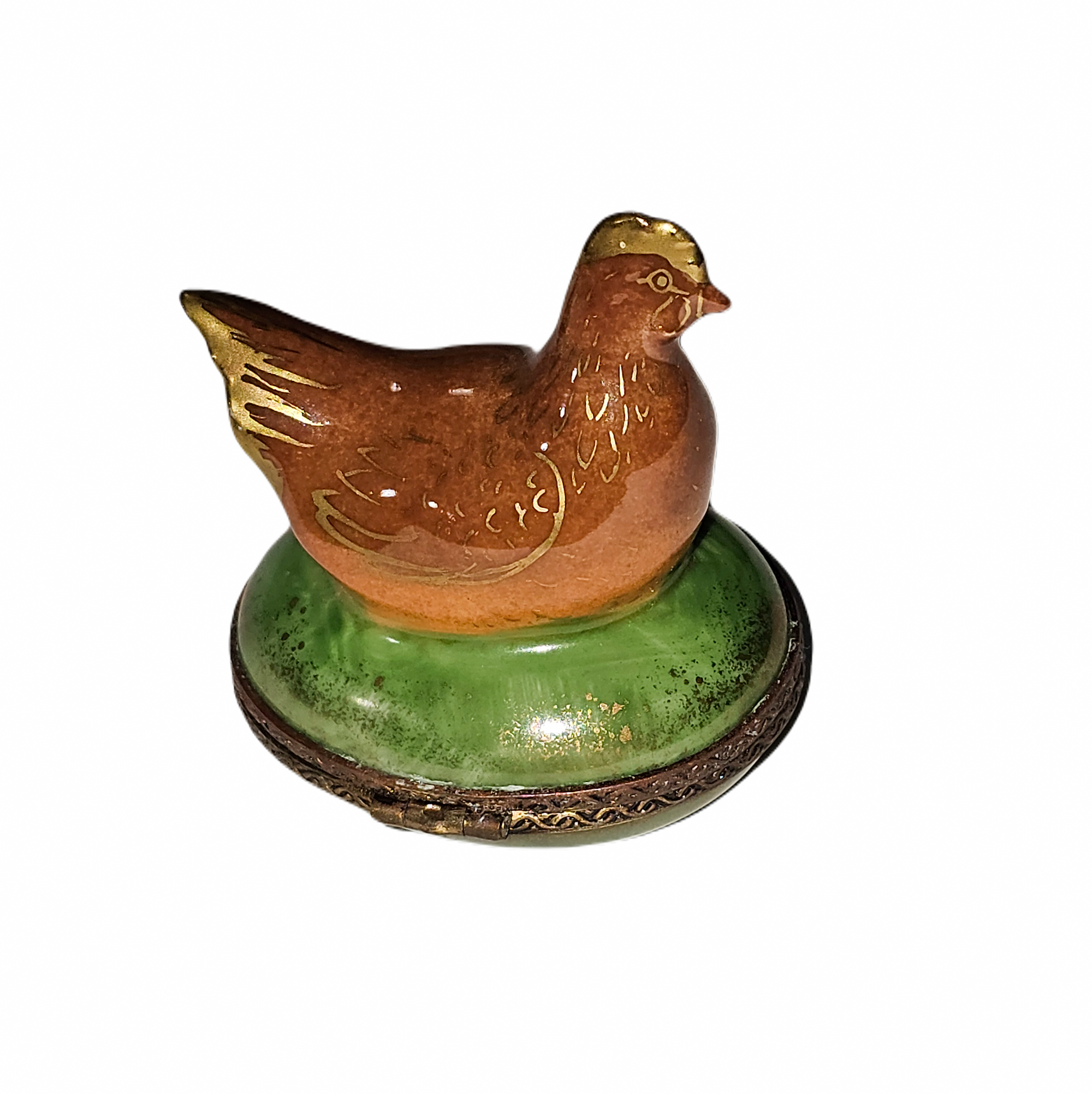 Charming Brown Hen Limoges Box Porcelain Limoges Farm Bird French Trinket Box
