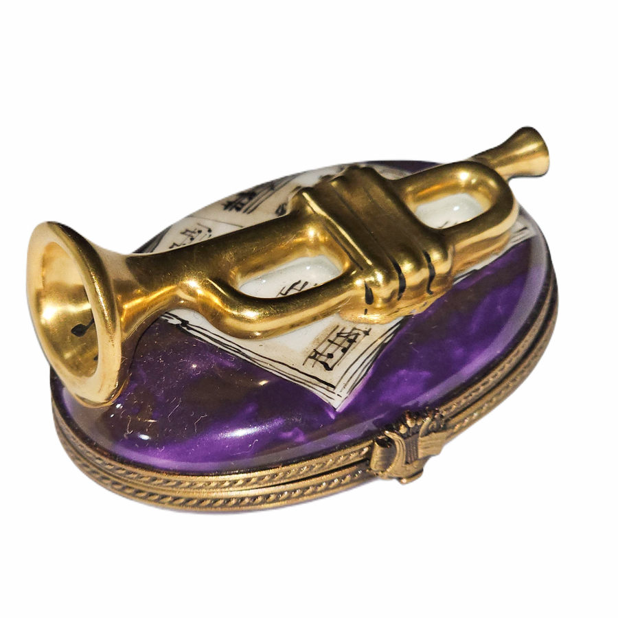 New Orleans Jazz Trumpet Keepsake Porcelain Limoges music French Trinket Box