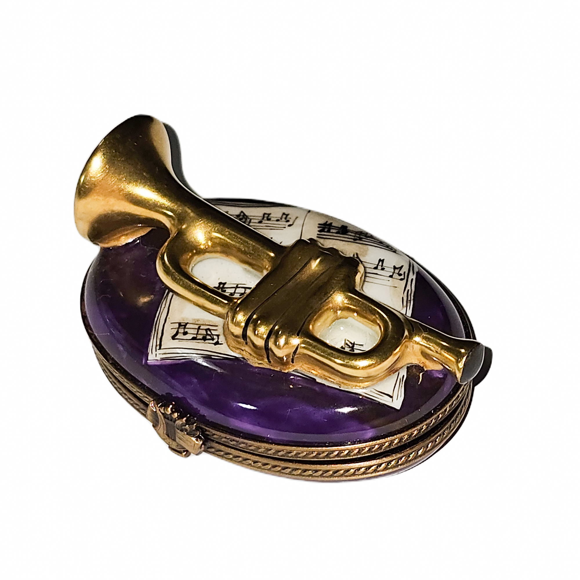 New Orleans Jazz Trumpet Keepsake Porcelain Limoges music French Trinket Box