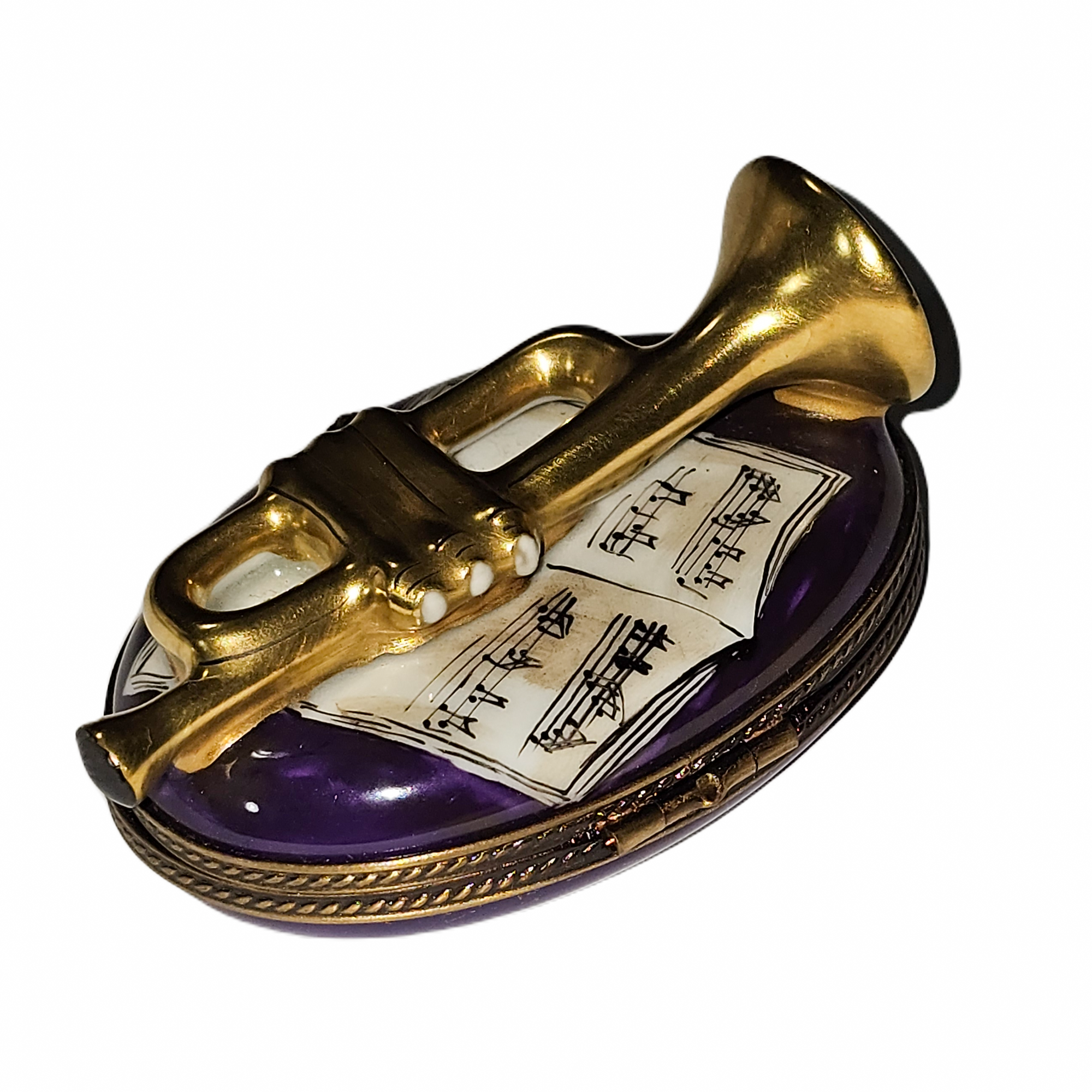 New Orleans Jazz Trumpet Keepsake Porcelain Limoges music French Trinket Box