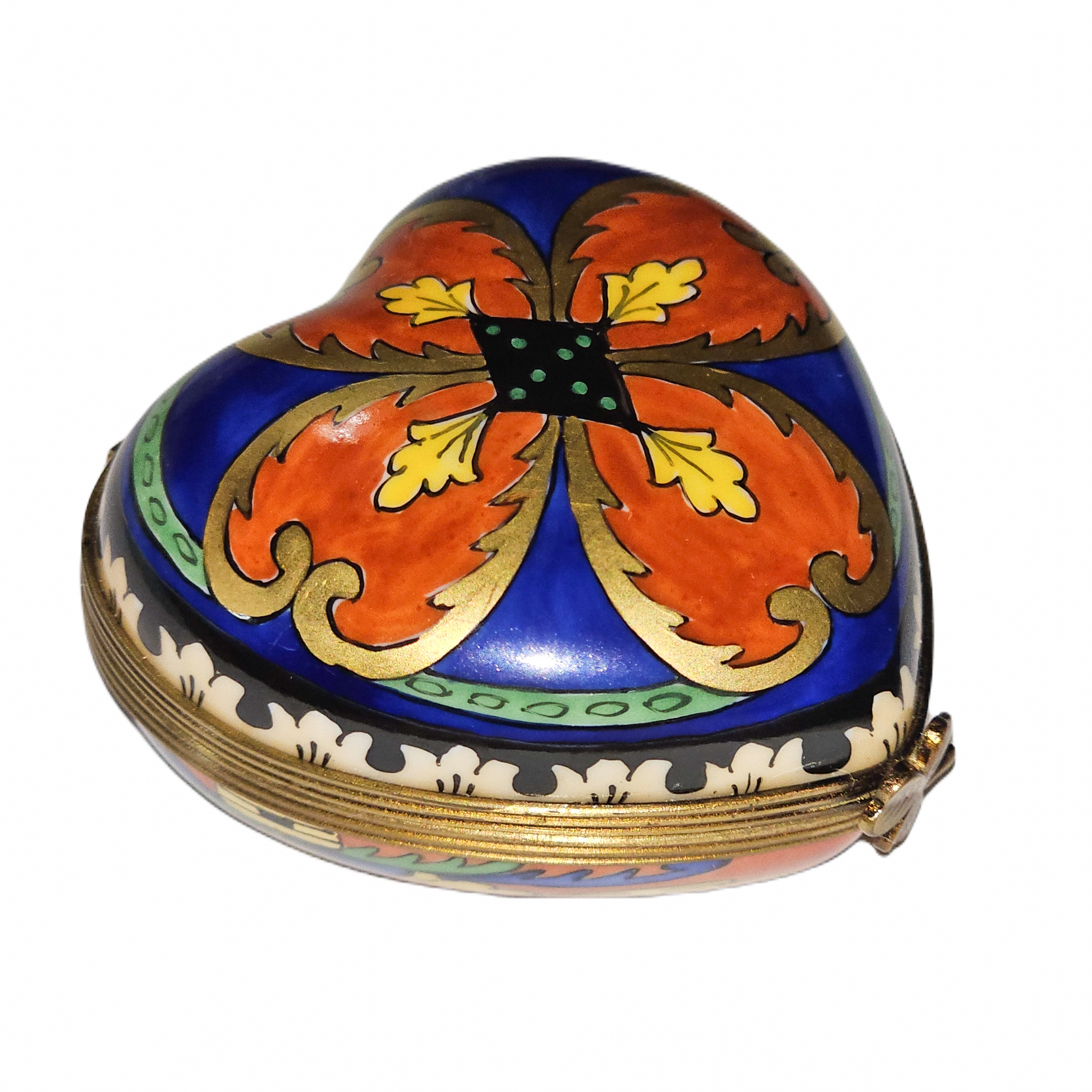 Dazzling Heart Treasure Box Porcelain Limoges heart French Trinket Box