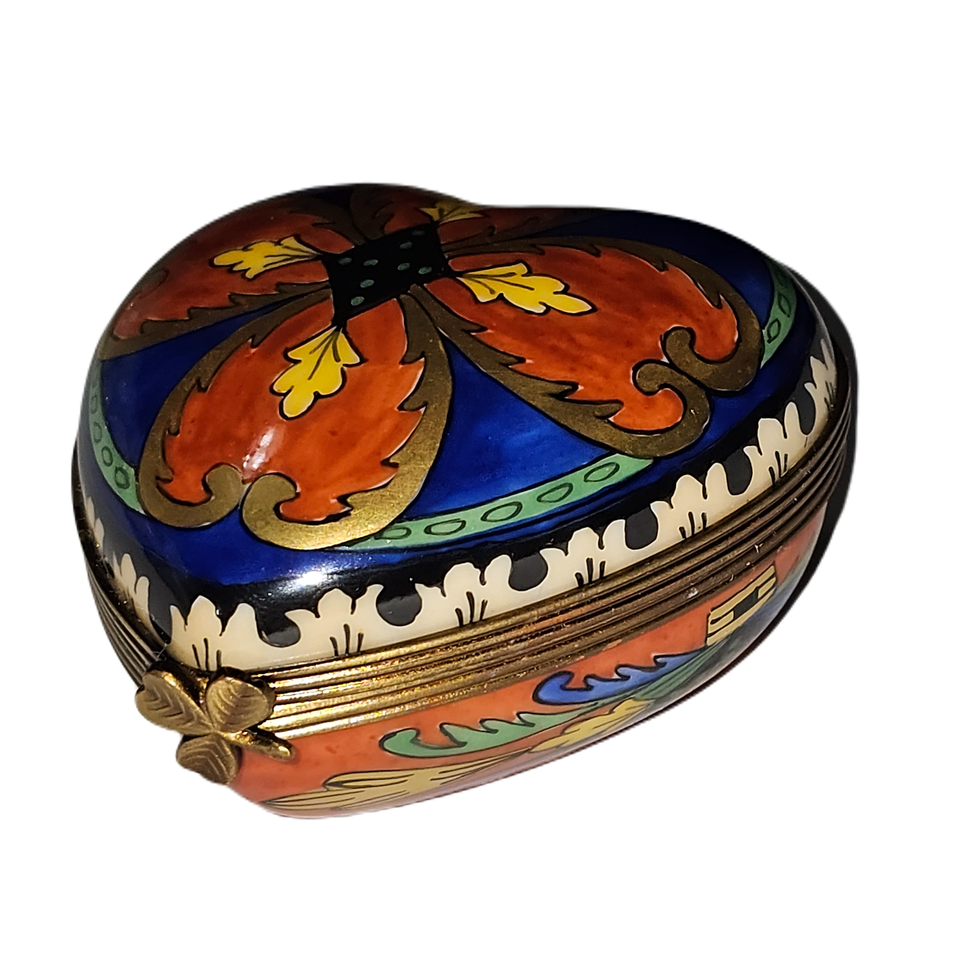 Dazzling Heart Treasure Box Porcelain Limoges heart French Trinket Box