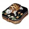 Turtle Delight with Floral Charm Porcelain Limoges turtle French Trinket Box