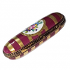Red Gold Striped Elegant Needle Box Porcelain Limoges Traditional Home French Trinket Box