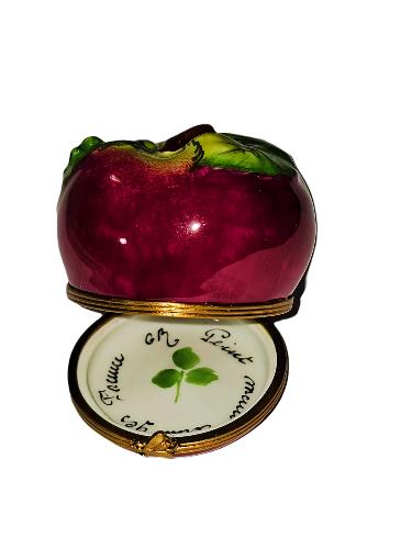 Vibrant Red Apple Limoges Box Porcelain Limoges fruit Vegetable French Trinket Box