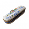 White Blue Floral Needle Box Porcelain Limoges Traditional Home French Trinket Box
