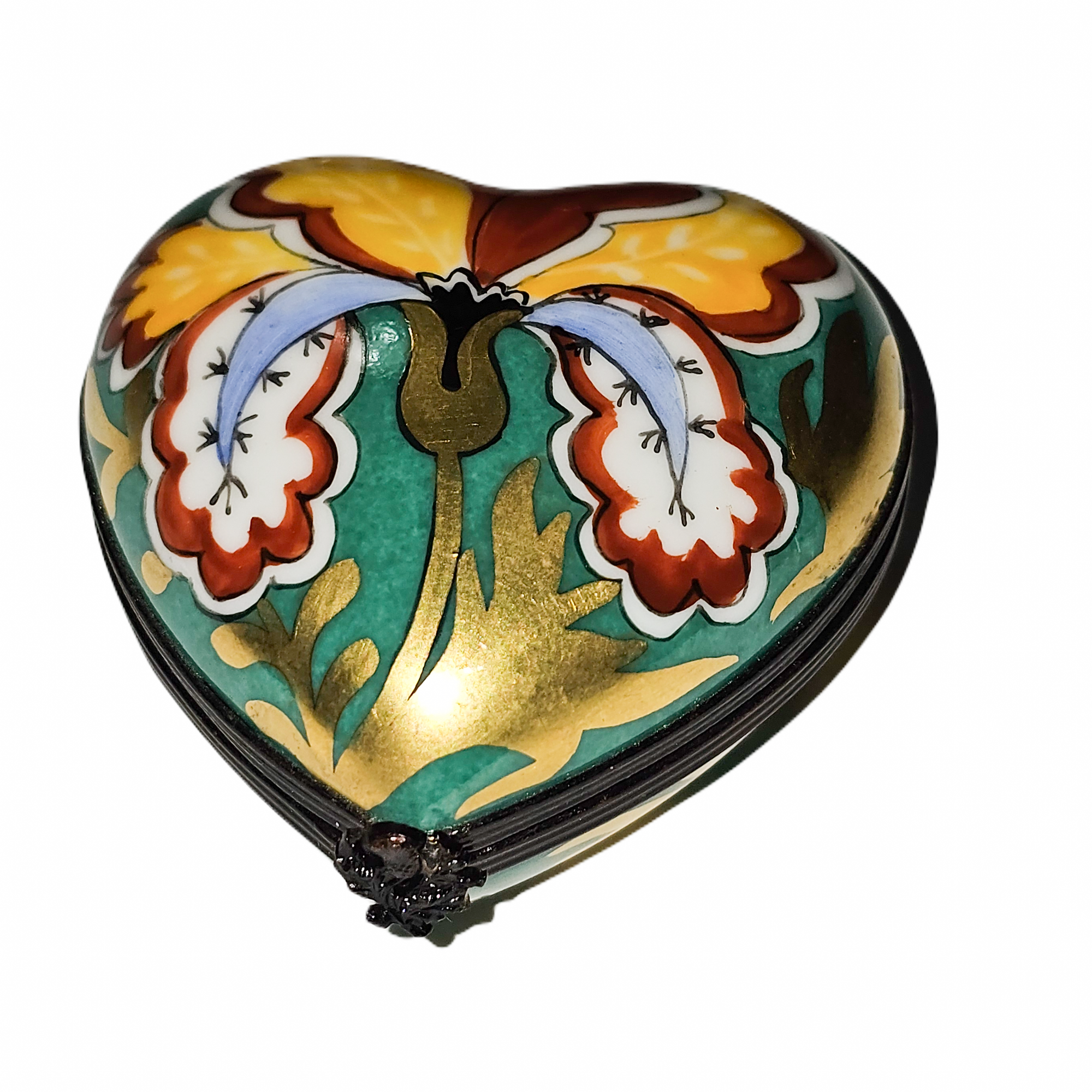 Orchid Heart Limoges Box Porcelain Limoges heart French Trinket Box