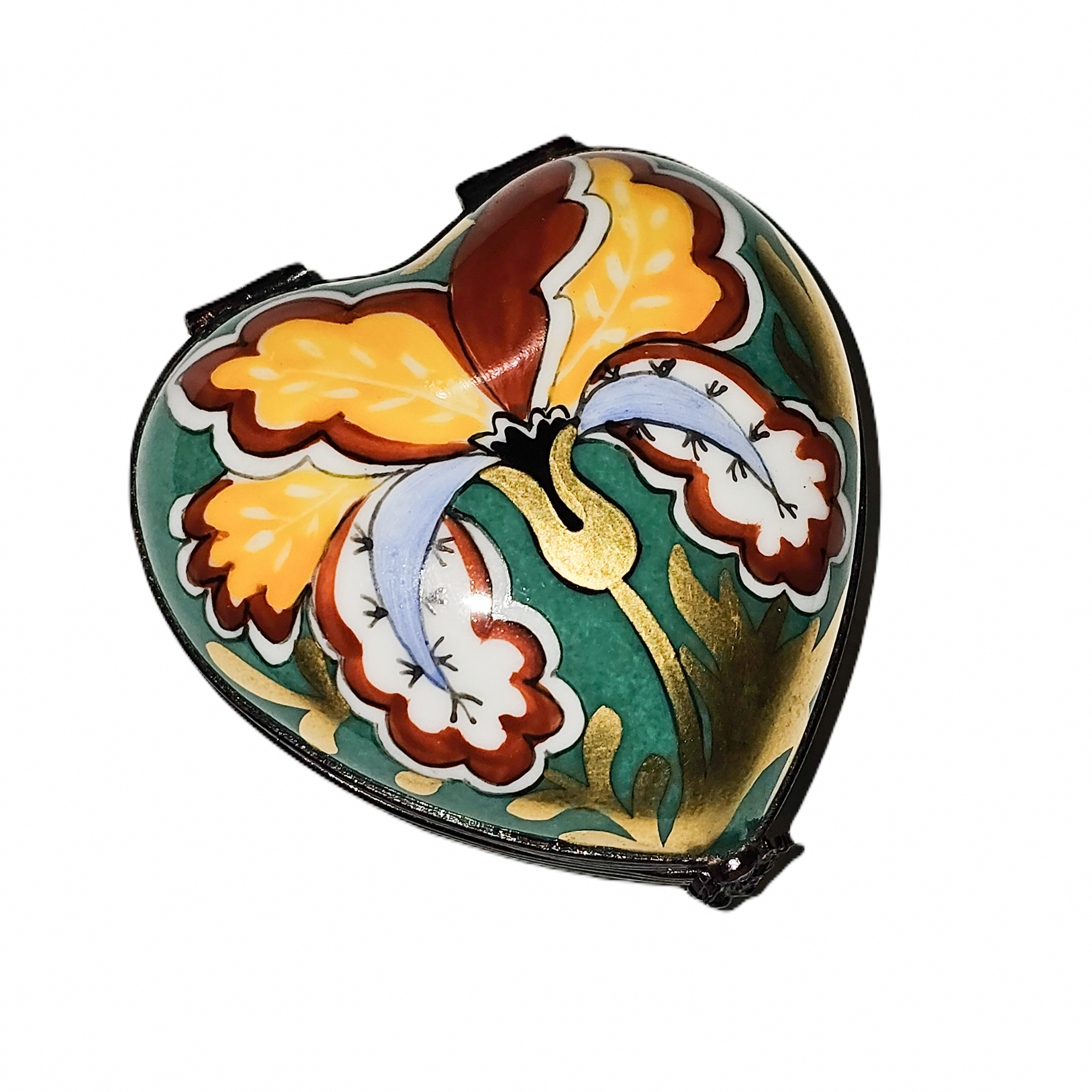 Orchid Heart Limoges Box Porcelain Limoges heart French Trinket Box