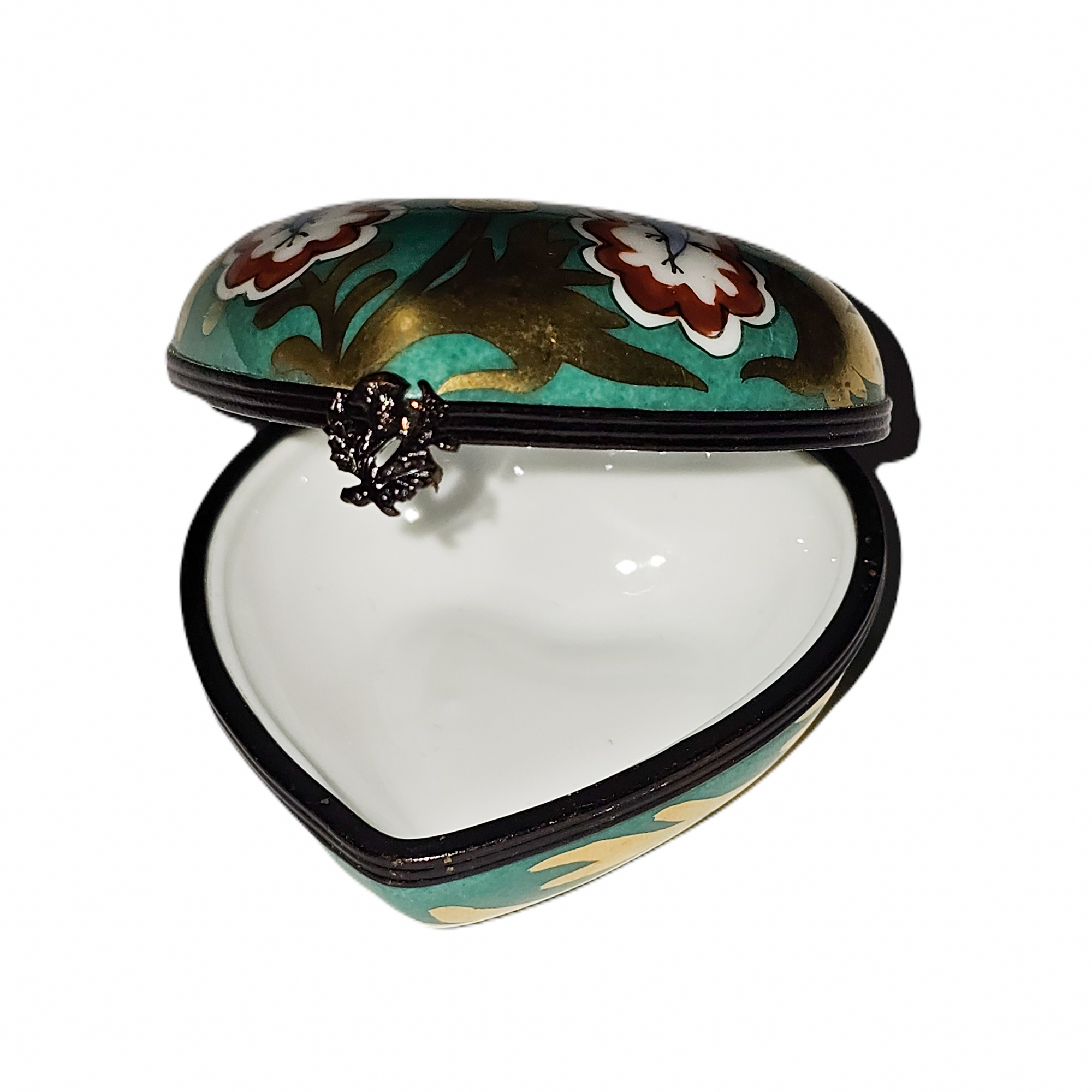 Orchid Heart Limoges Box Porcelain Limoges heart French Trinket Box