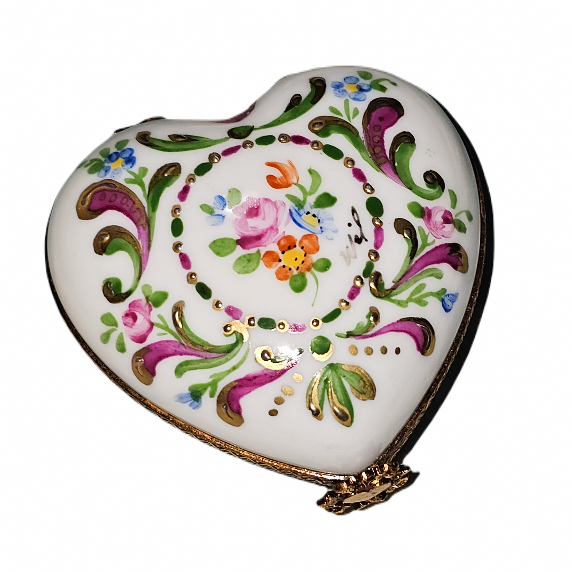 Heart-Shaped Floral Porcelain Box Porcelain Limoges heart French Trinket Box
