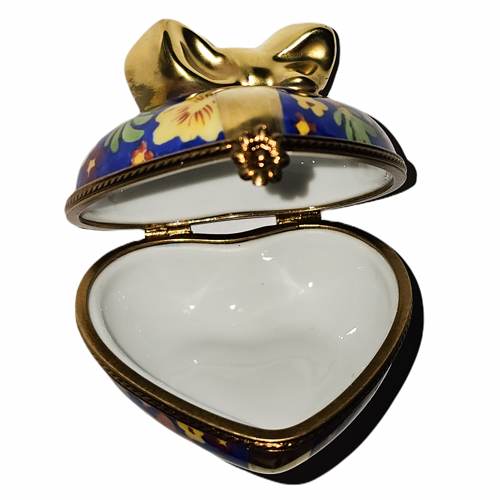 Blue Floral Heart Box Porcelain Limoges heart French Trinket Box