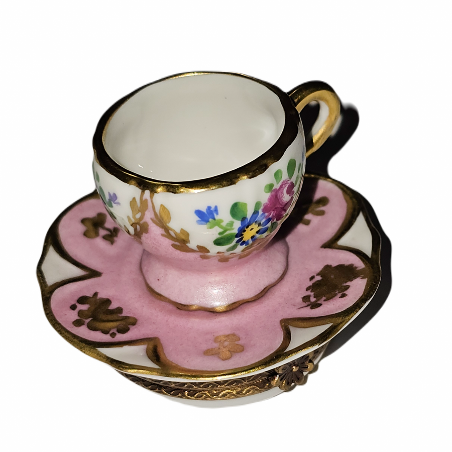 Pink Teacup Elegance Box Porcelain Limoges China French Trinket Box
