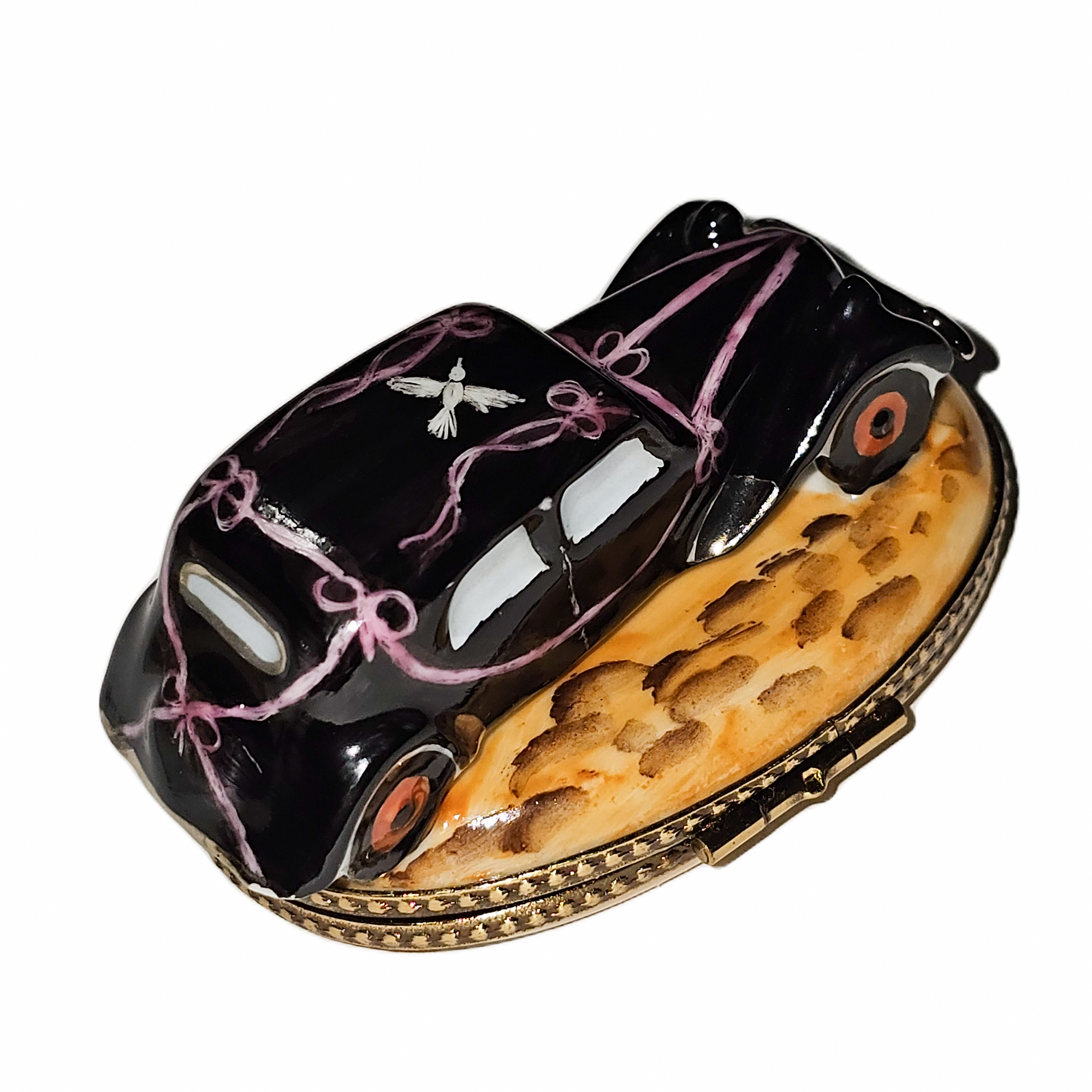 Just Married Limoges Car Box Porcelain Limoges Wedding anniversary French Trinket Box