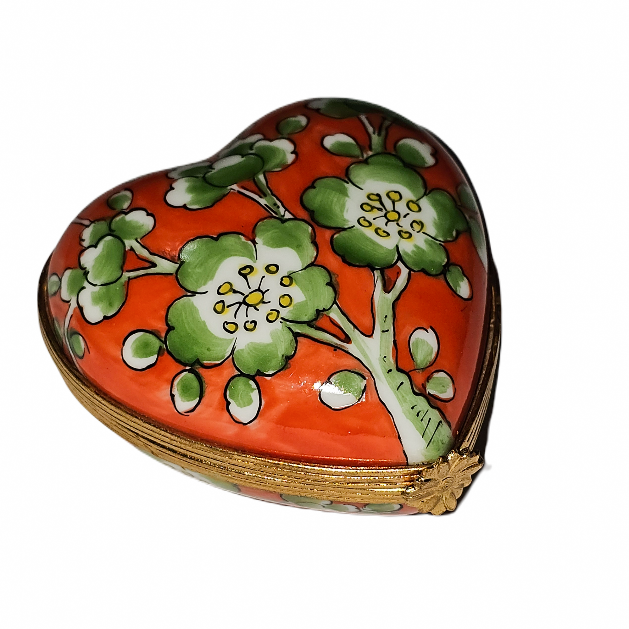 Vibrant Floral Heart Box Porcelain Limoges heart French Trinket Box