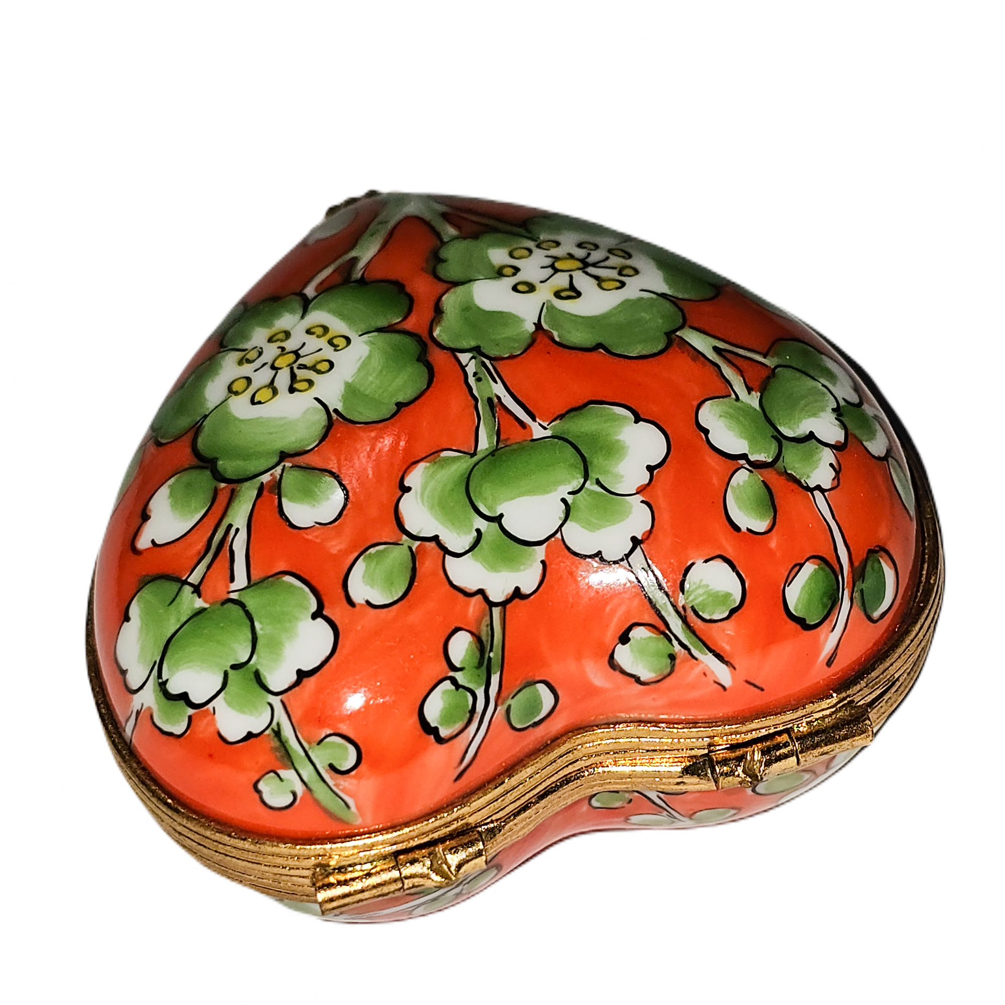 Vibrant Floral Heart Box Porcelain Limoges heart French Trinket Box