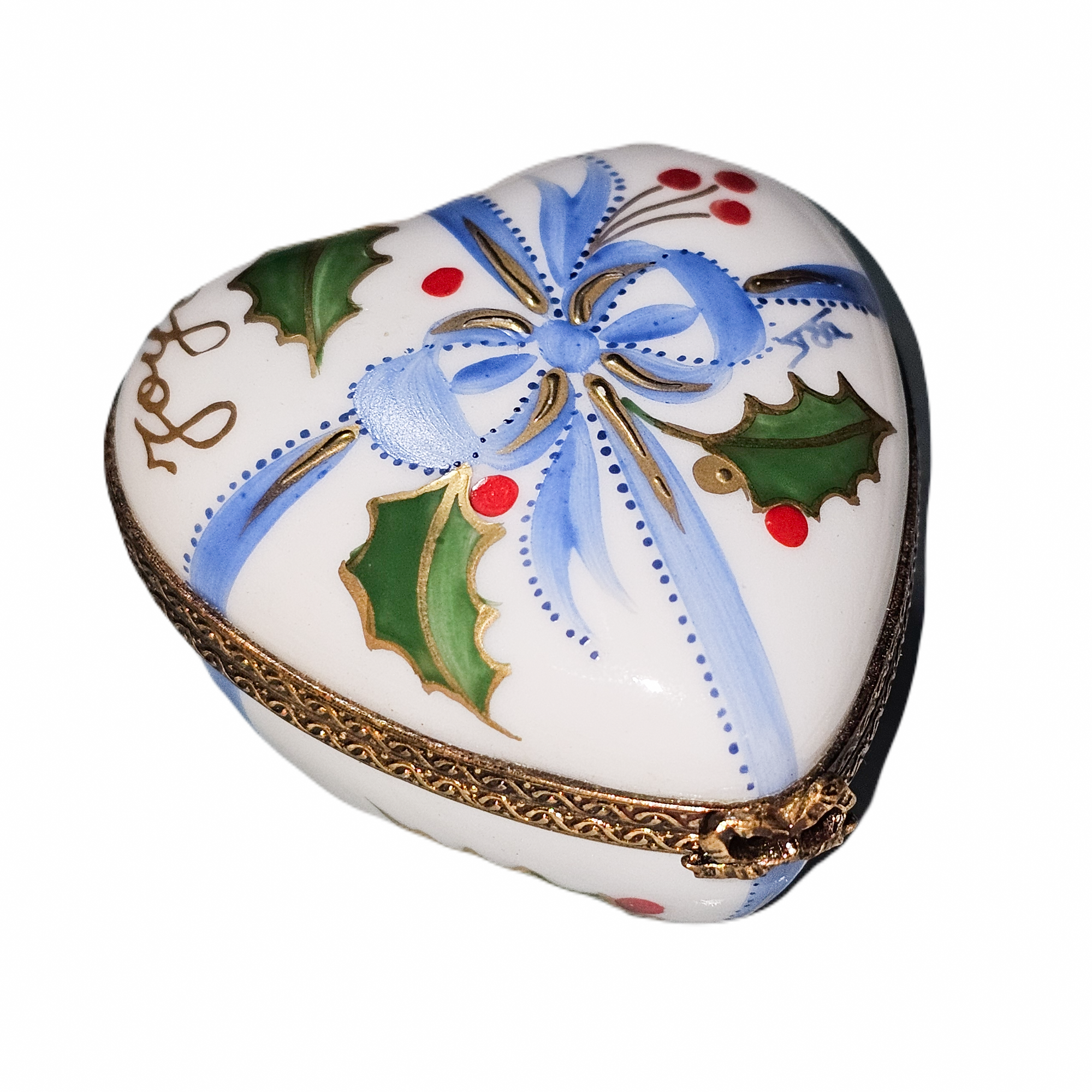 Christmas Heart Joyeux Noel Box Porcelain Limoges heart xmas christmas French Trinket Box