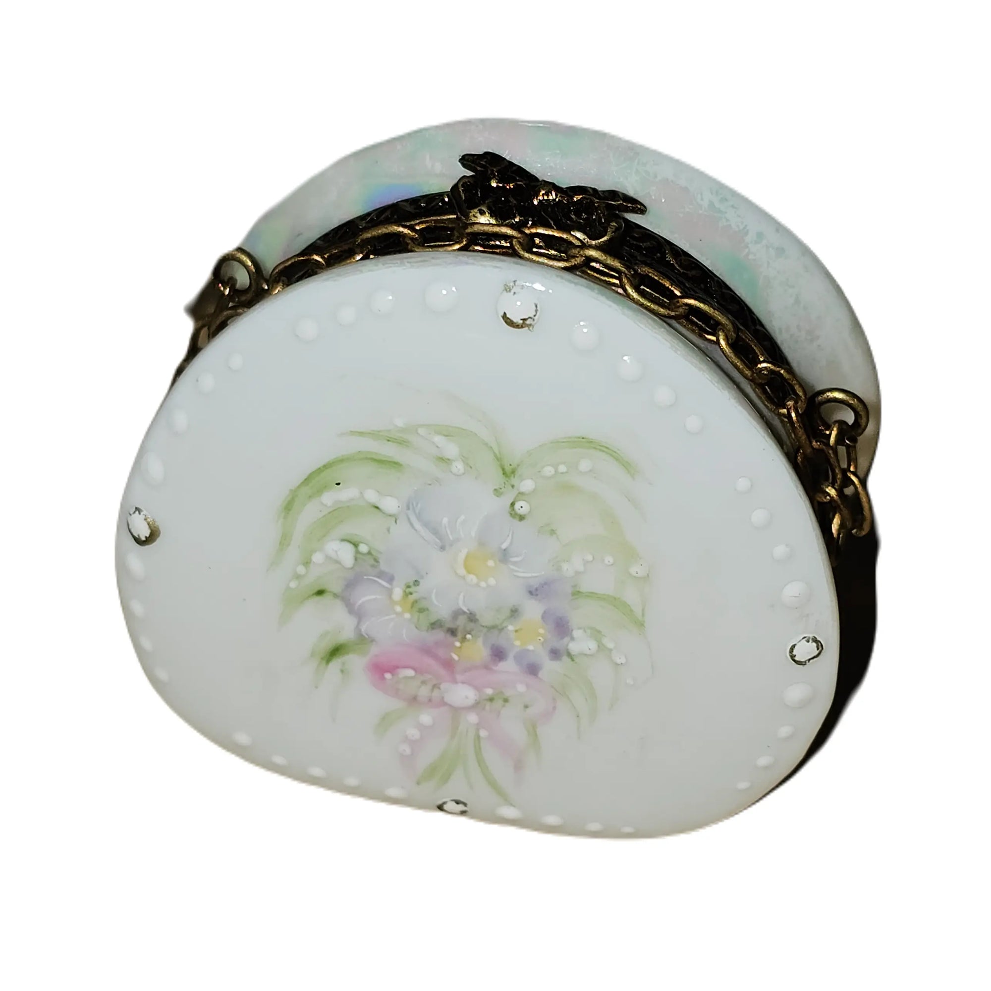 Pink Floral Elegance Limoges Box Porcelain Limoges purse French Trinket Box