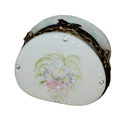 Pink Floral Elegance Limoges Box Porcelain Limoges purse French Trinket Box
