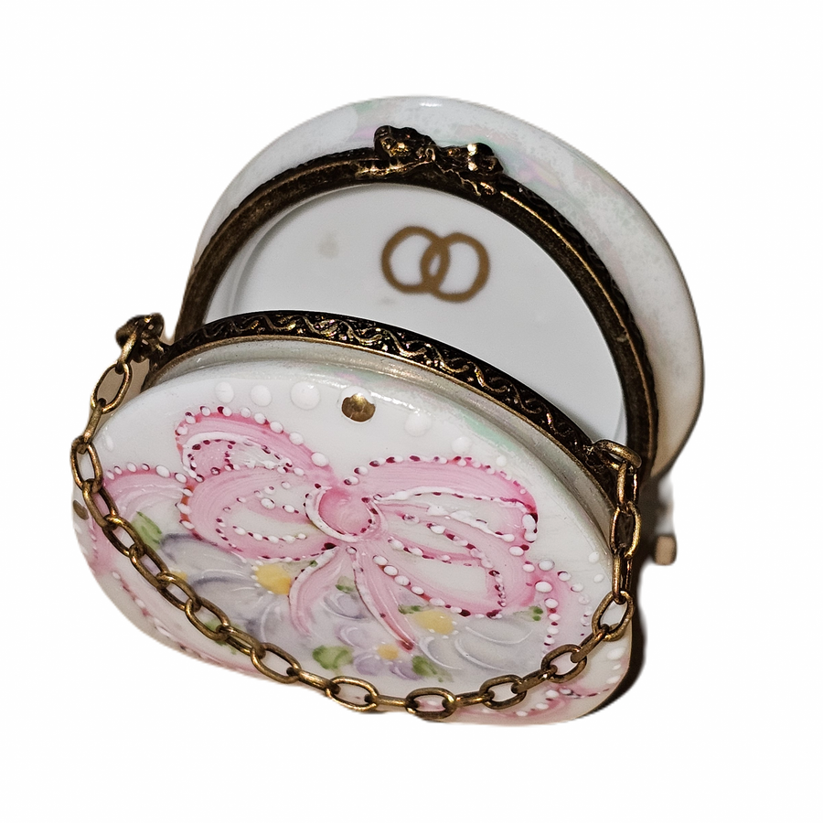 Pink Floral Elegance Limoges Box Porcelain Limoges purse French Trinket Box