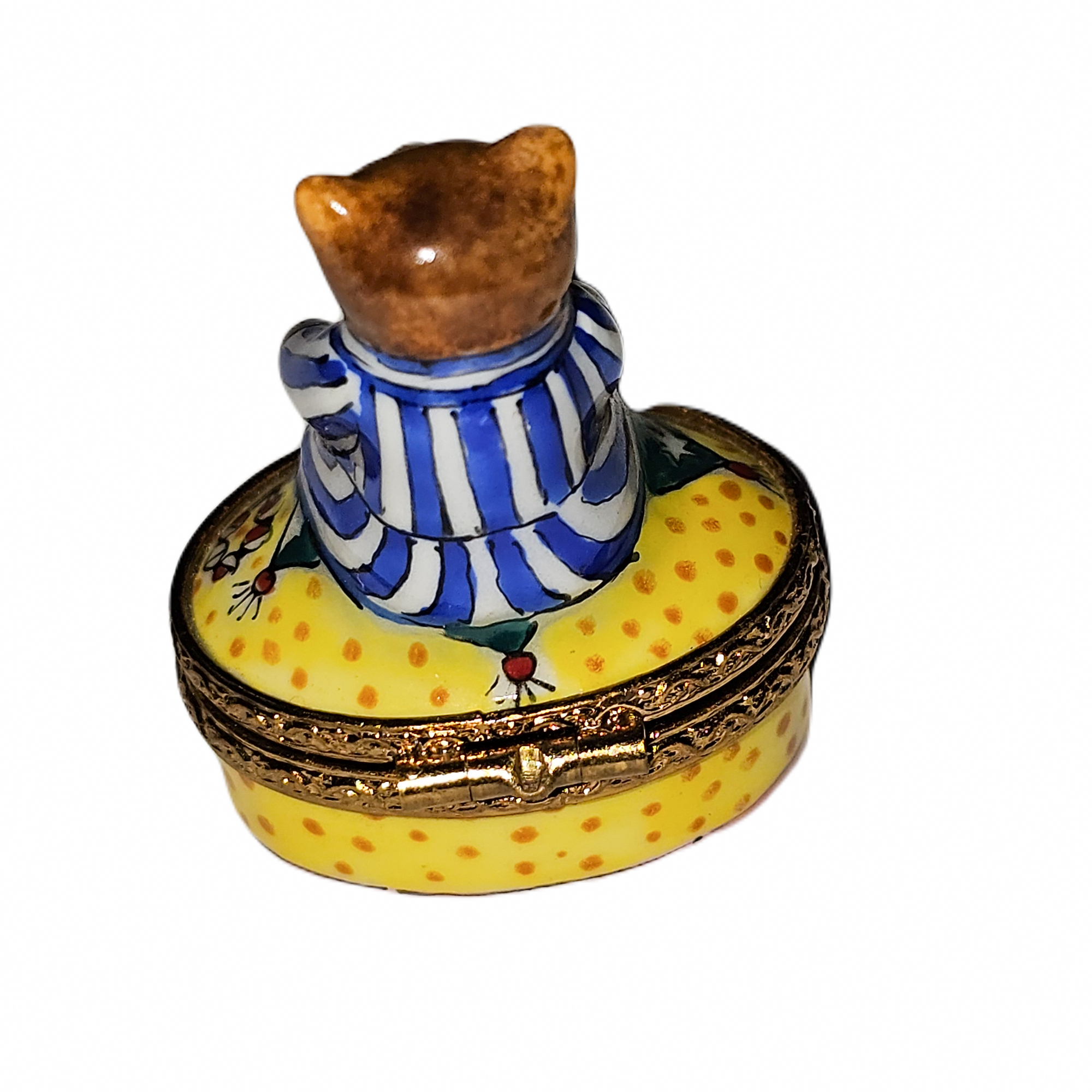 Mini Nighttime Teddy Bear Box Porcelain Limoges teddy baby French Trinket Box