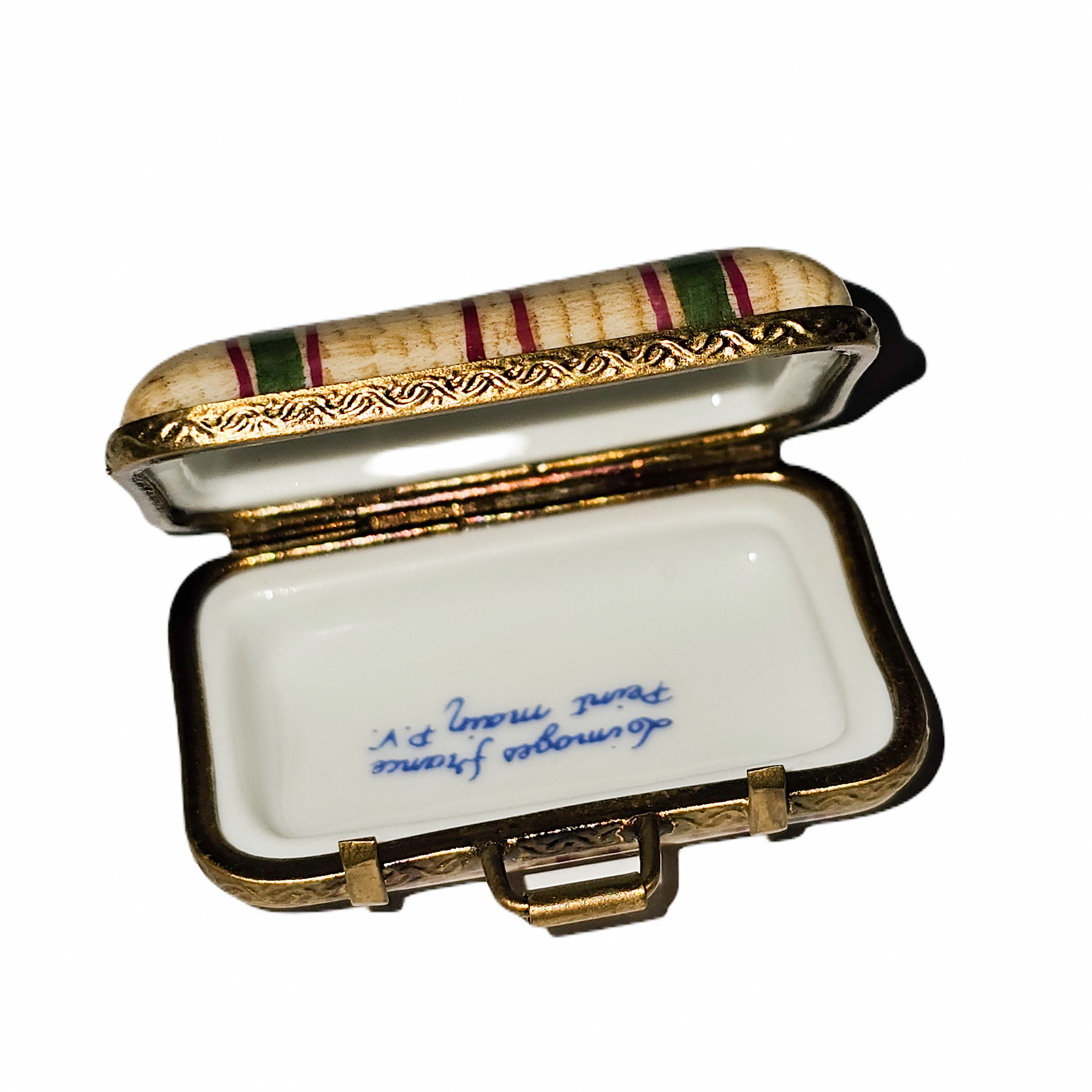 Plaid Elegance Limoges Box Porcelain Limoges travel bags purse French Trinket Box