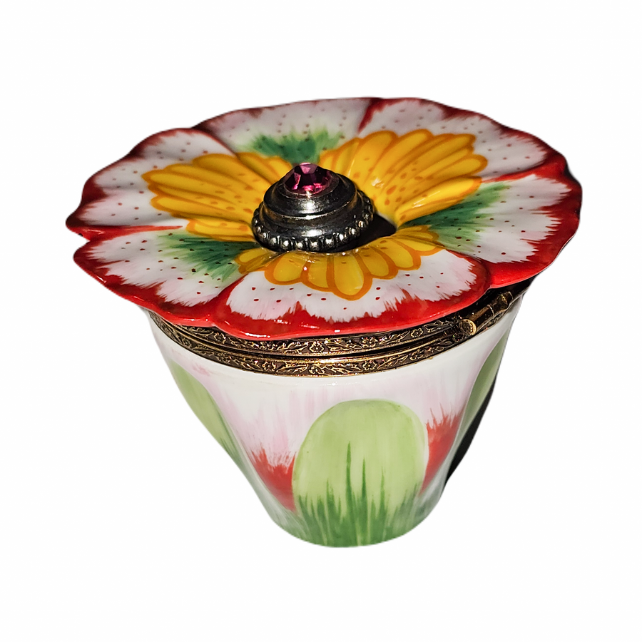 Yellow Flower Perfume Box Porcelain Limoges perfume flower French Trinket Box